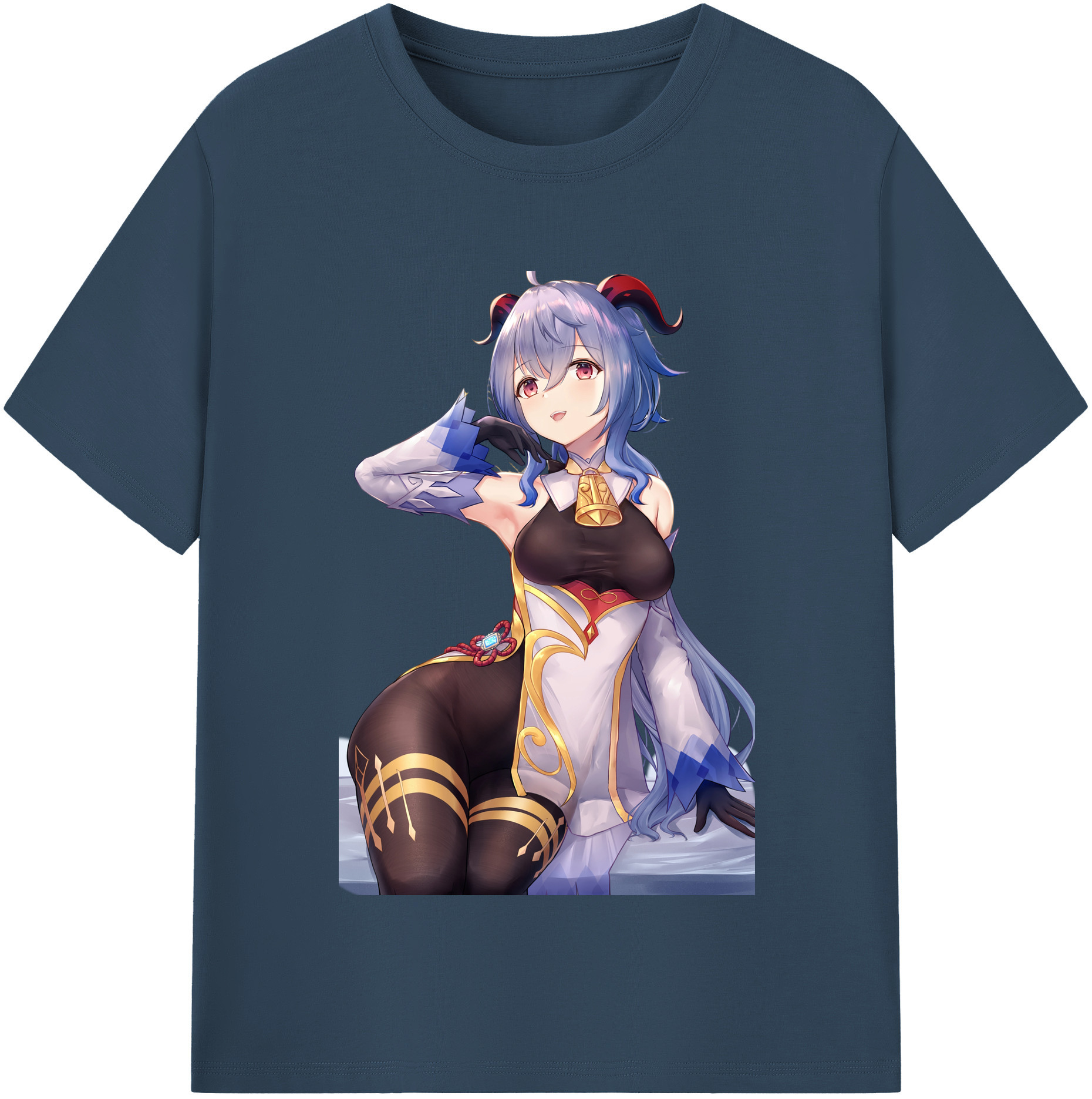げんし神 甘雨 かんう genshin Ganyu レディースカジュアルプリントTシャツ（綿100％）