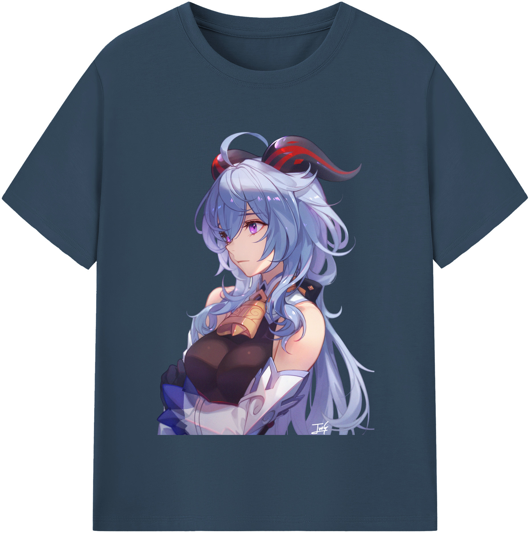げんし神 甘雨 かんう genshin Ganyu レディースカジュアルプリントTシャツ（綿100％）