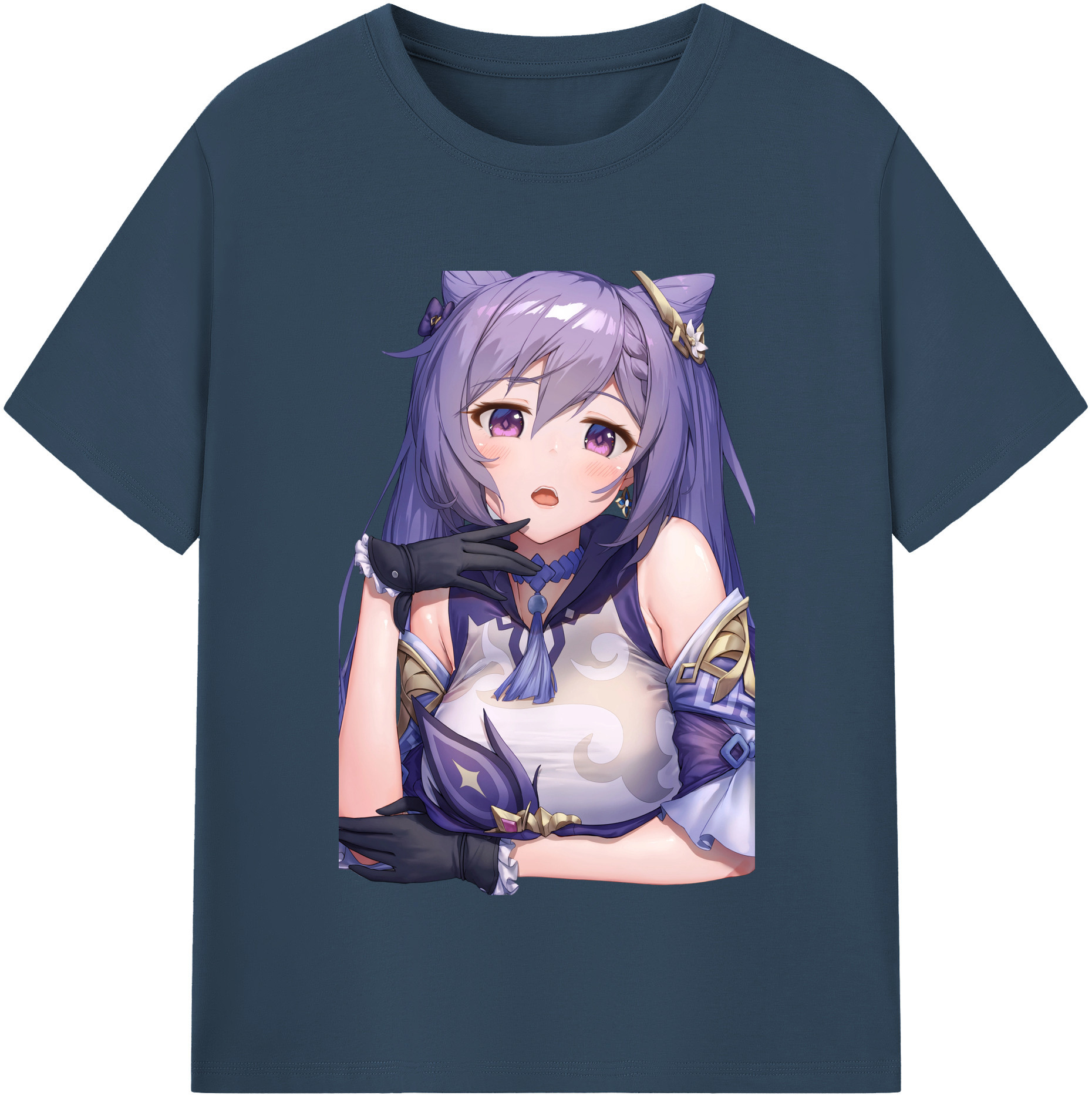 げんし神 刻晴 こくせい genshin Kokusei レディースカジュアルプリントTシャツ（綿100％）