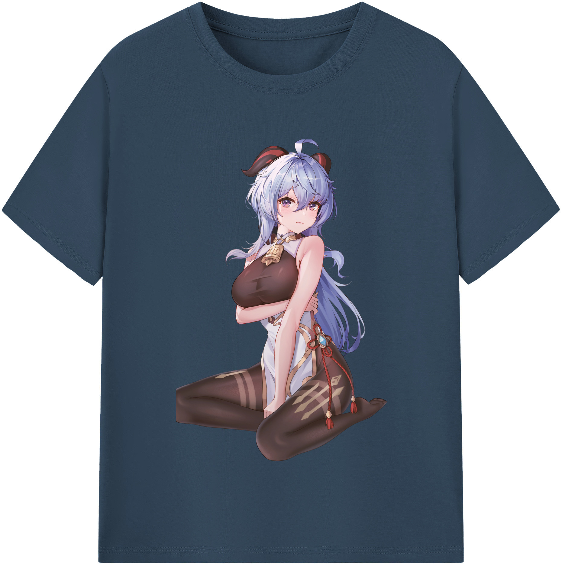 げんし神 甘雨 かんう genshin Ganyu レディースカジュアルプリントTシャツ（綿100％）
