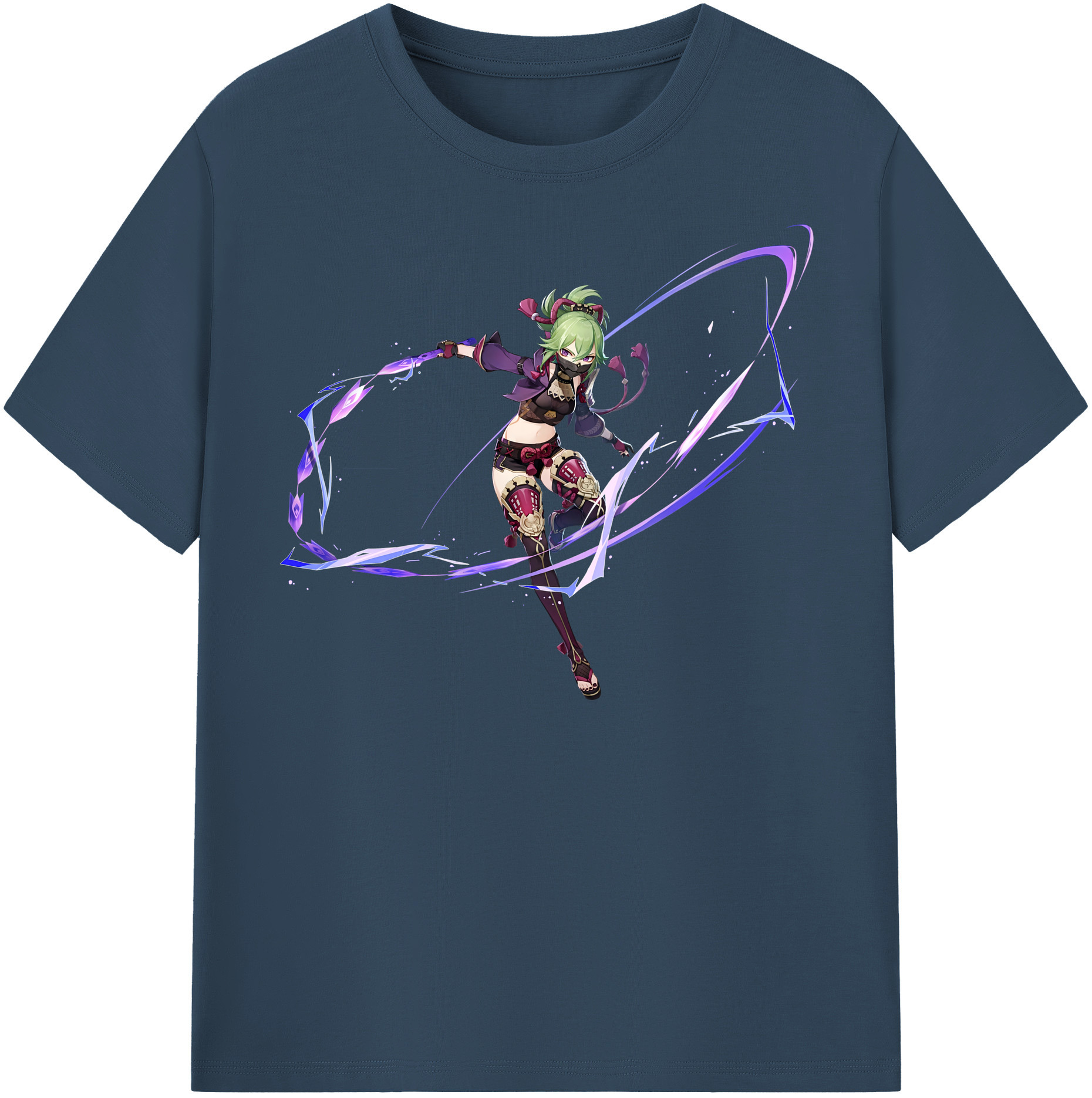 げんし神  久岐忍 くき しのぶ genshin Kuki Shinobu レディースカジュアルプリントTシャツ（綿100％）