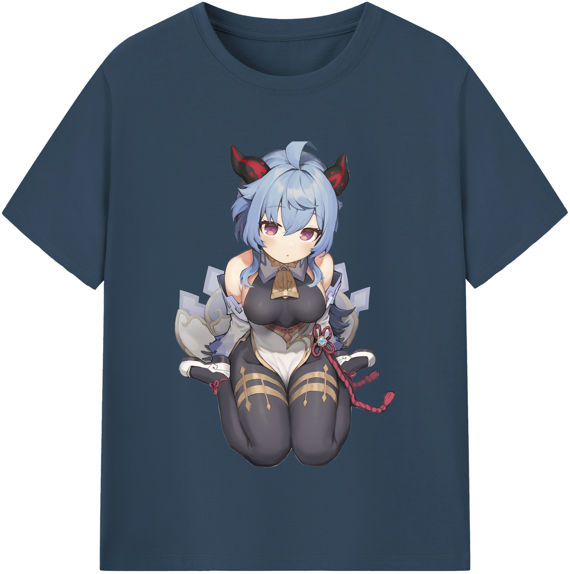 げんし神 甘雨 かんう genshin Ganyu レディースカジュアルプリントTシャツ（綿100％）