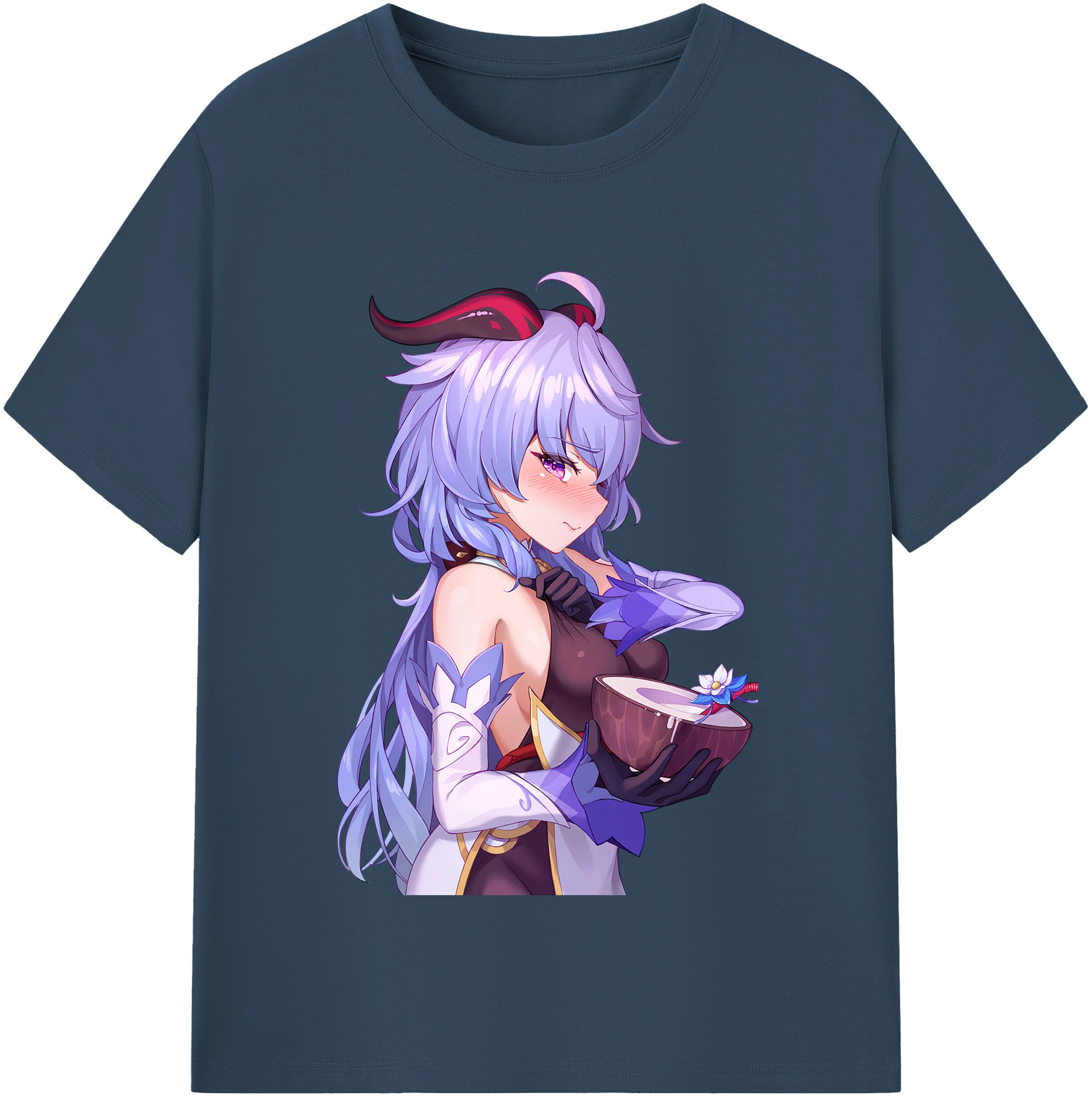 げんし神 甘雨 かんう genshin Ganyu レディースカジュアルプリントTシャツ（綿100％）