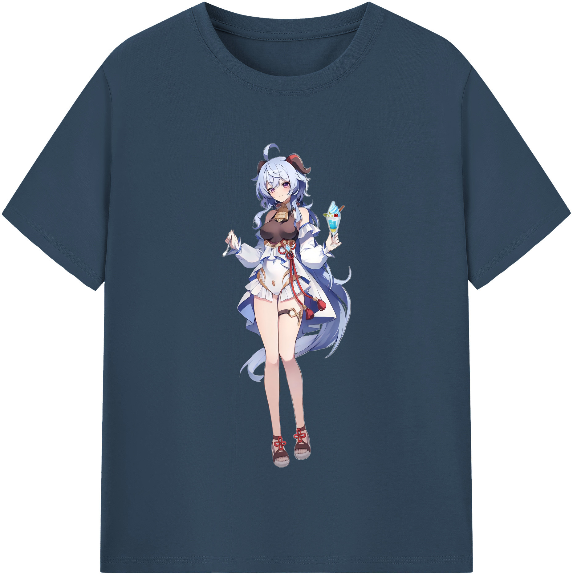げんし神 甘雨 かんう genshin Ganyu レディースカジュアルプリントTシャツ（綿100％）