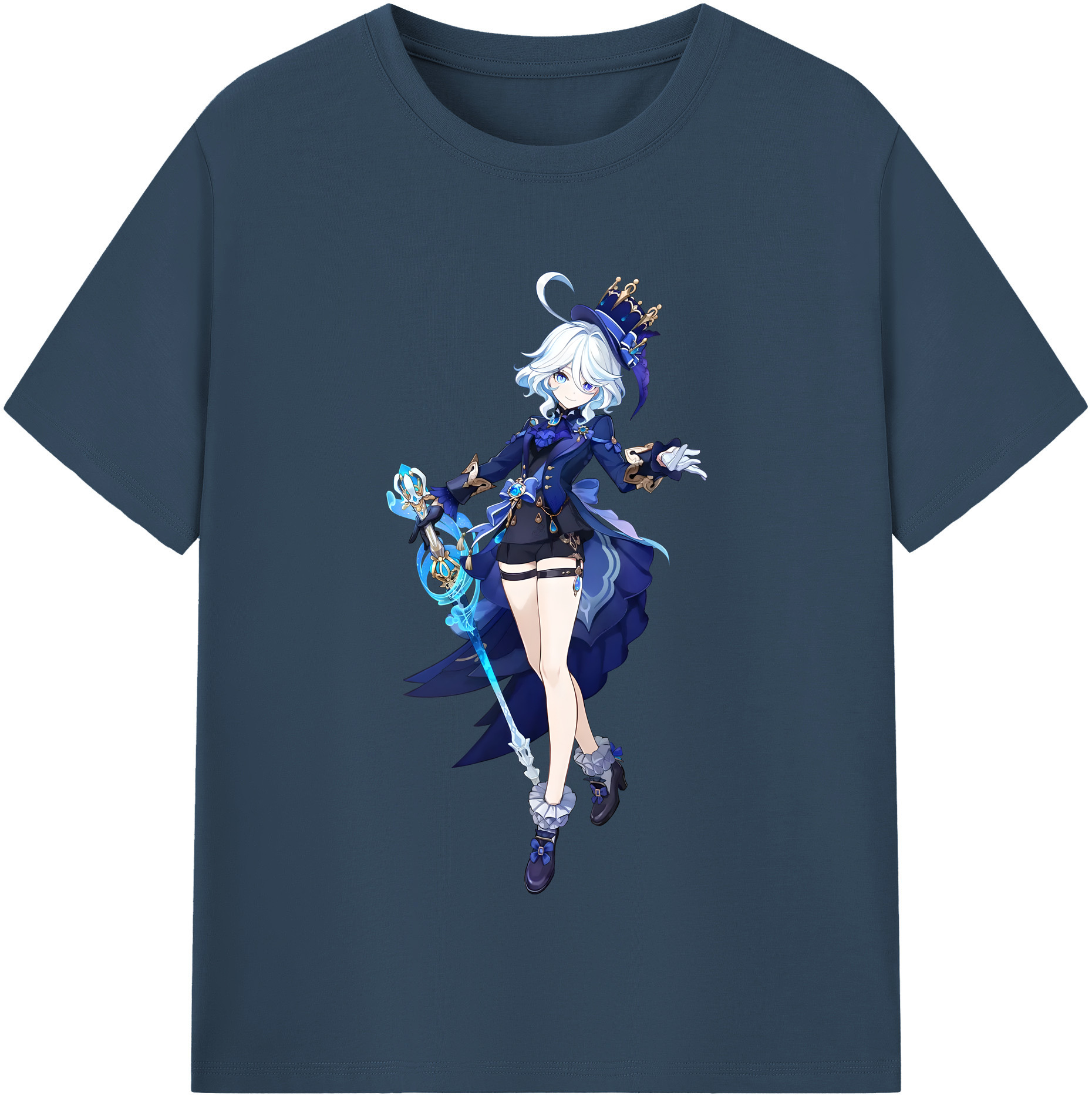 げんし神 フリーナ genshin Furina レディースカジュアルプリントTシャツ（綿100％）