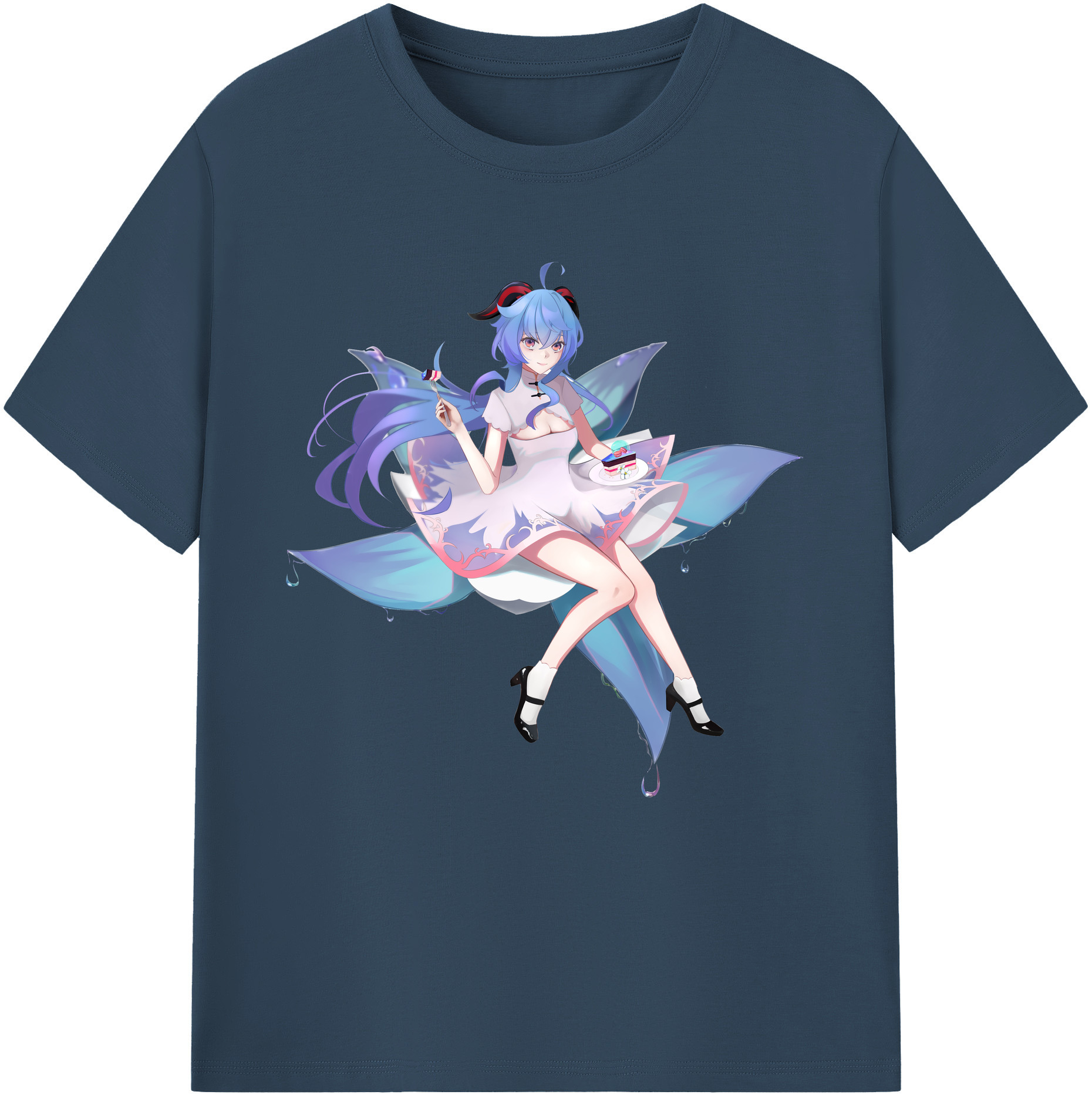 げんし神 甘雨 かんう genshin Ganyu レディースカジュアルプリントTシャツ（綿100％）