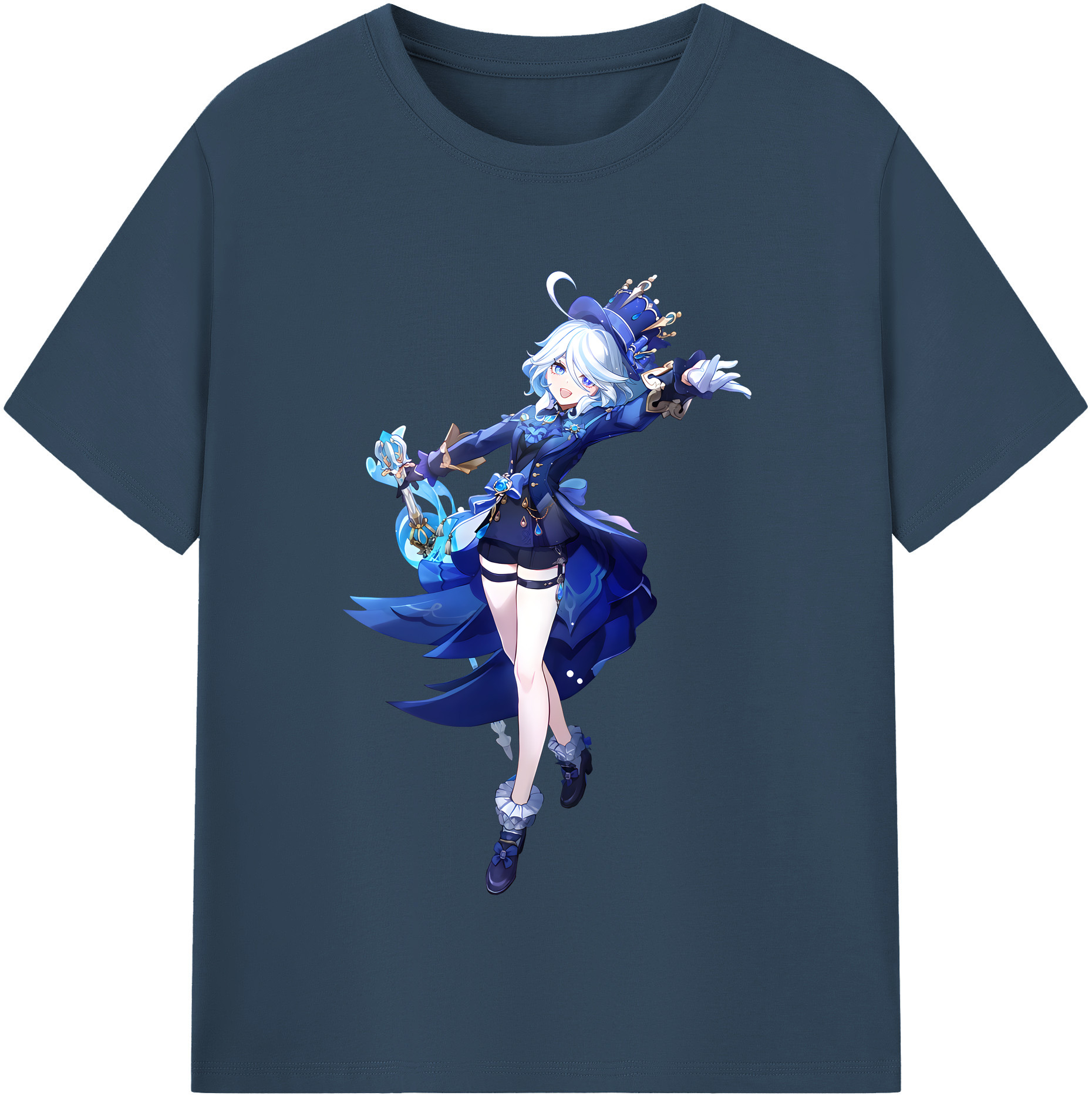 げんし神 フリーナ genshin Furina レディースカジュアルプリントTシャツ（綿100％）