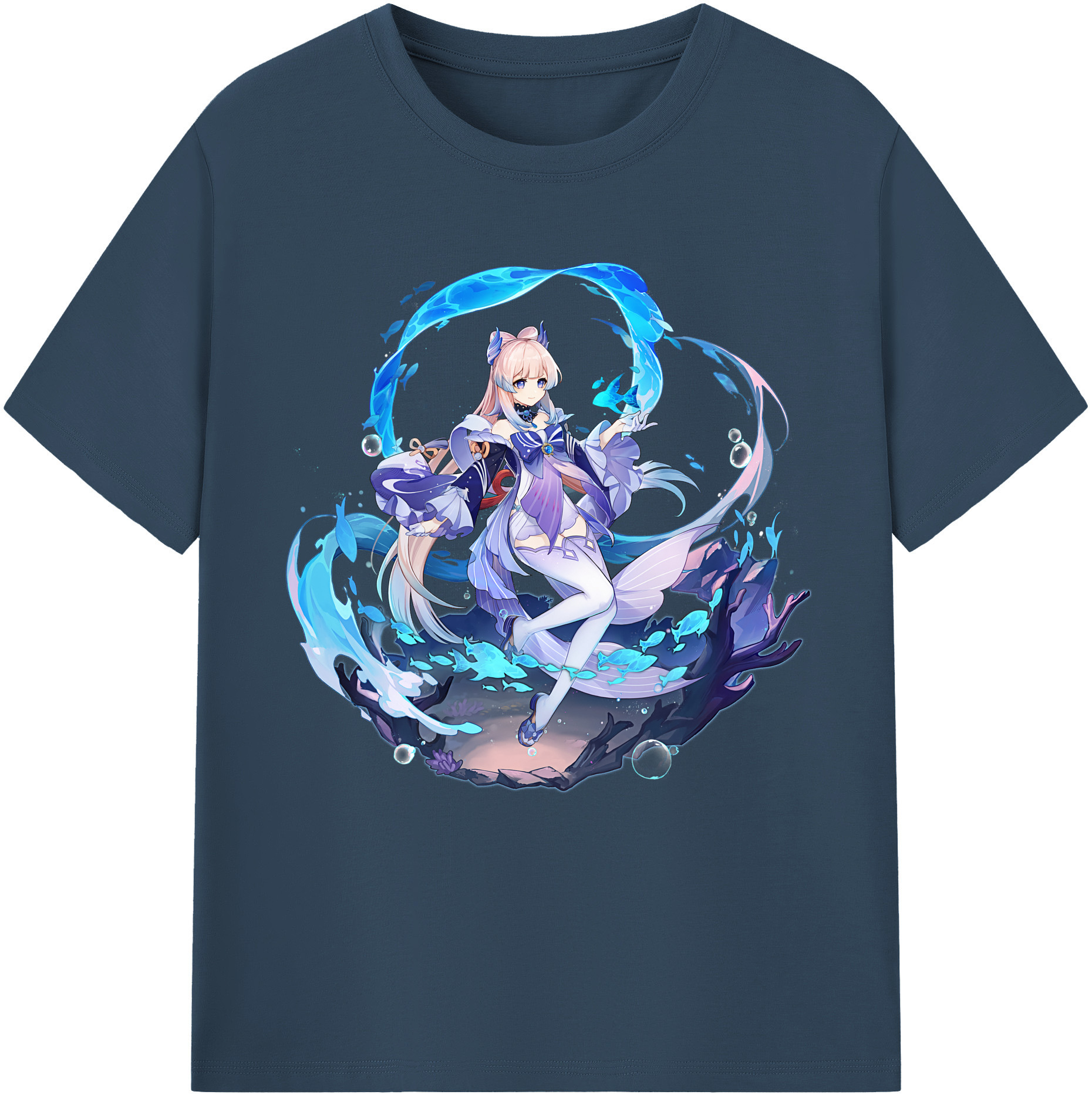 げんし神 珊瑚宮心海 サンゴノミヤ・ココミ genshin Sangonomiya Kokomi レディースカジュアルプリントTシャツ（綿100％）