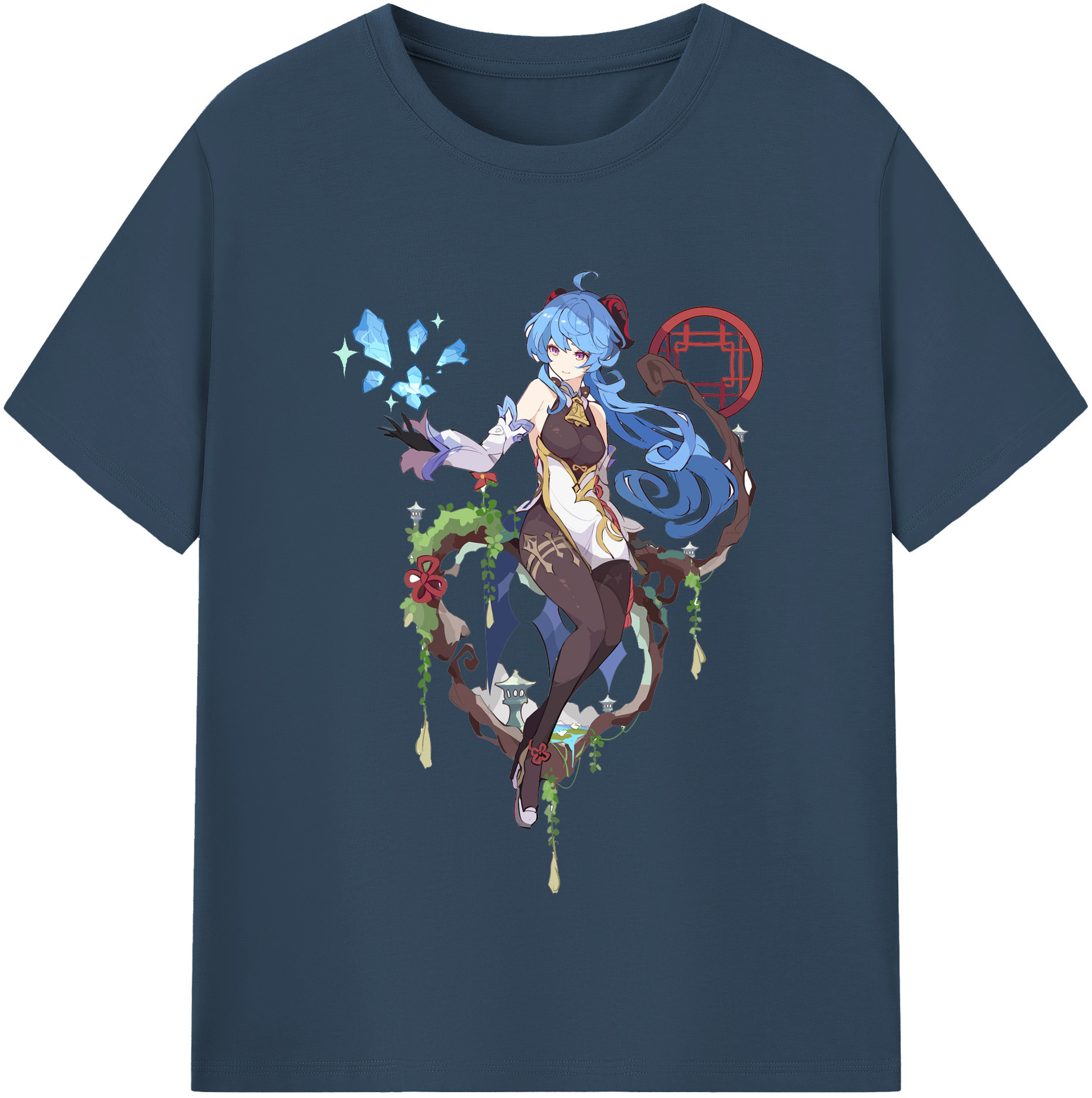 げんし神 甘雨 かんう genshin Ganyu レディースカジュアルプリントTシャツ（綿100％）