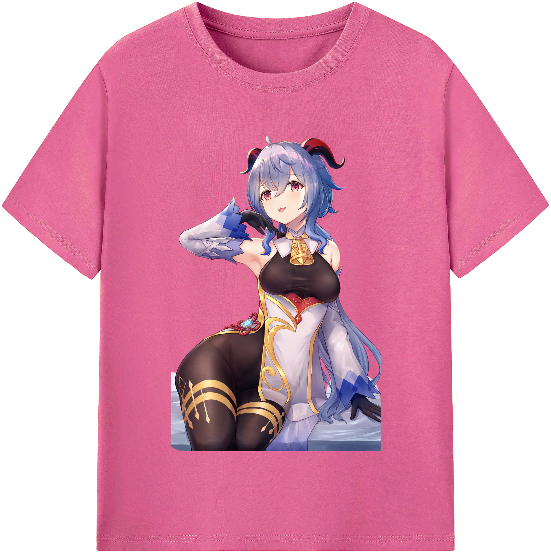 げんし神 甘雨 かんう genshin Ganyu レディースカジュアルプリントTシャツ（綿100％）