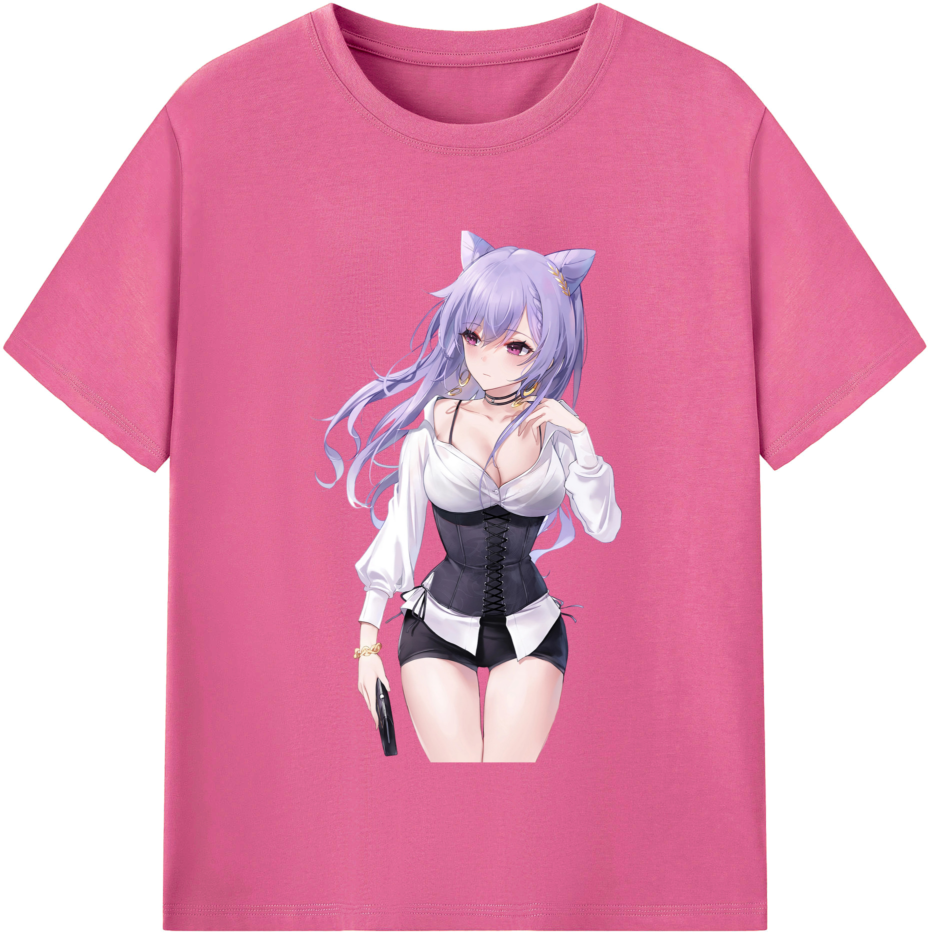 げんし神 刻晴 こくせい genshin Kokusei レディースカジュアルプリントTシャツ（綿100％）