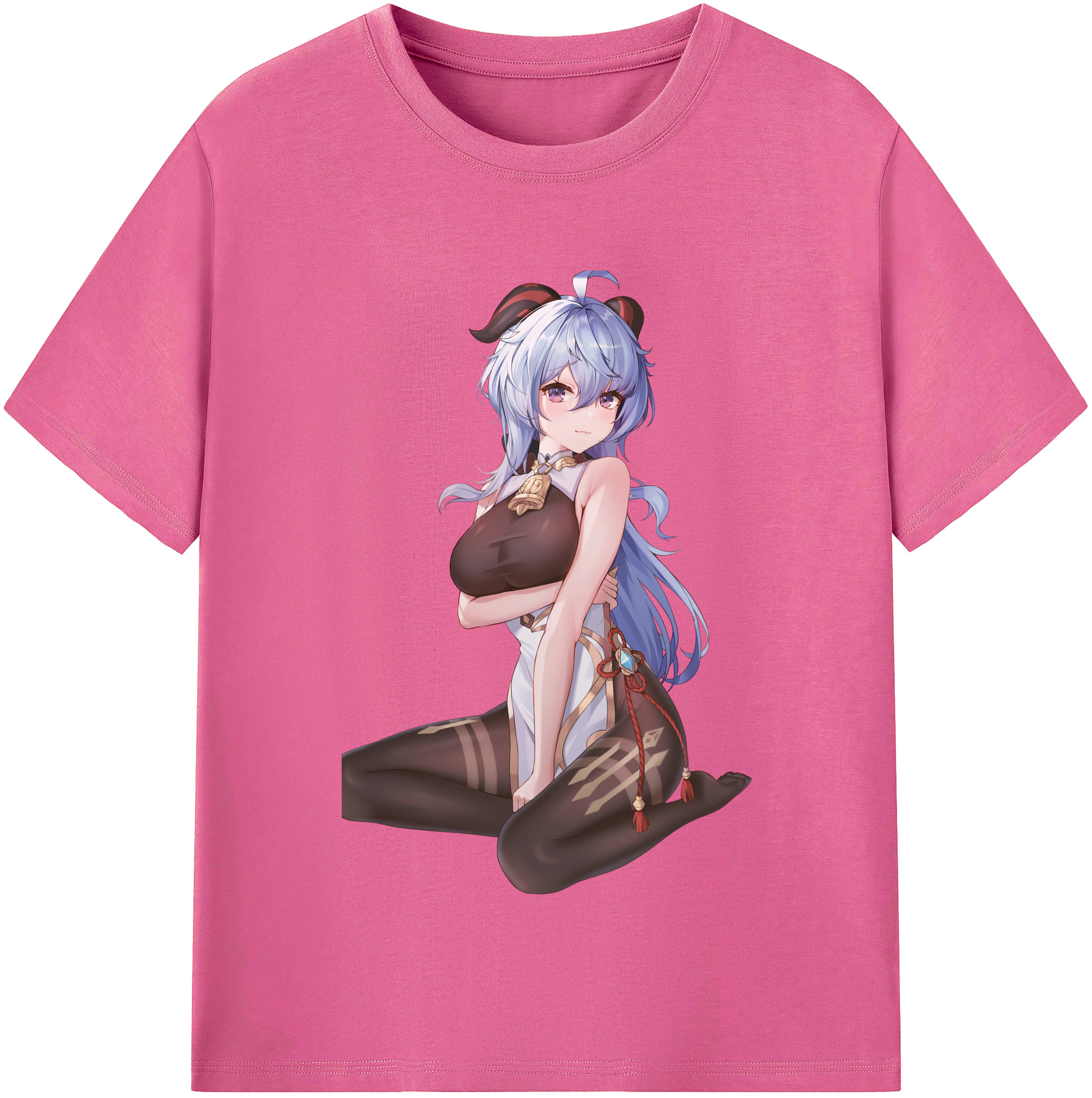 げんし神 甘雨 かんう genshin Ganyu レディースカジュアルプリントTシャツ（綿100％）