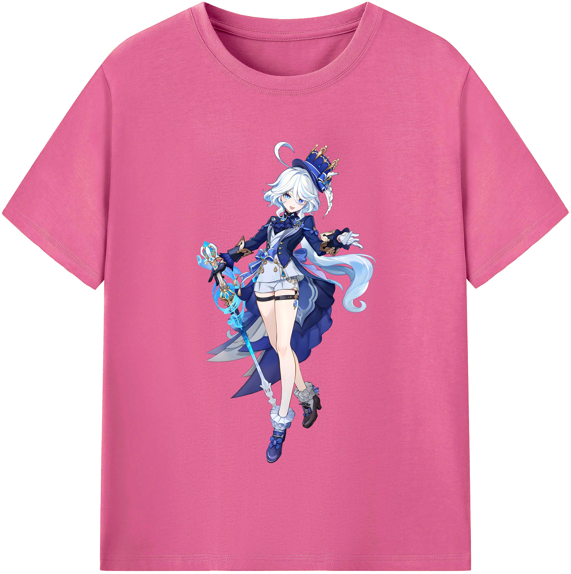 げんし神 フリーナ genshin Furina レディースカジュアルプリントTシャツ（綿100％）