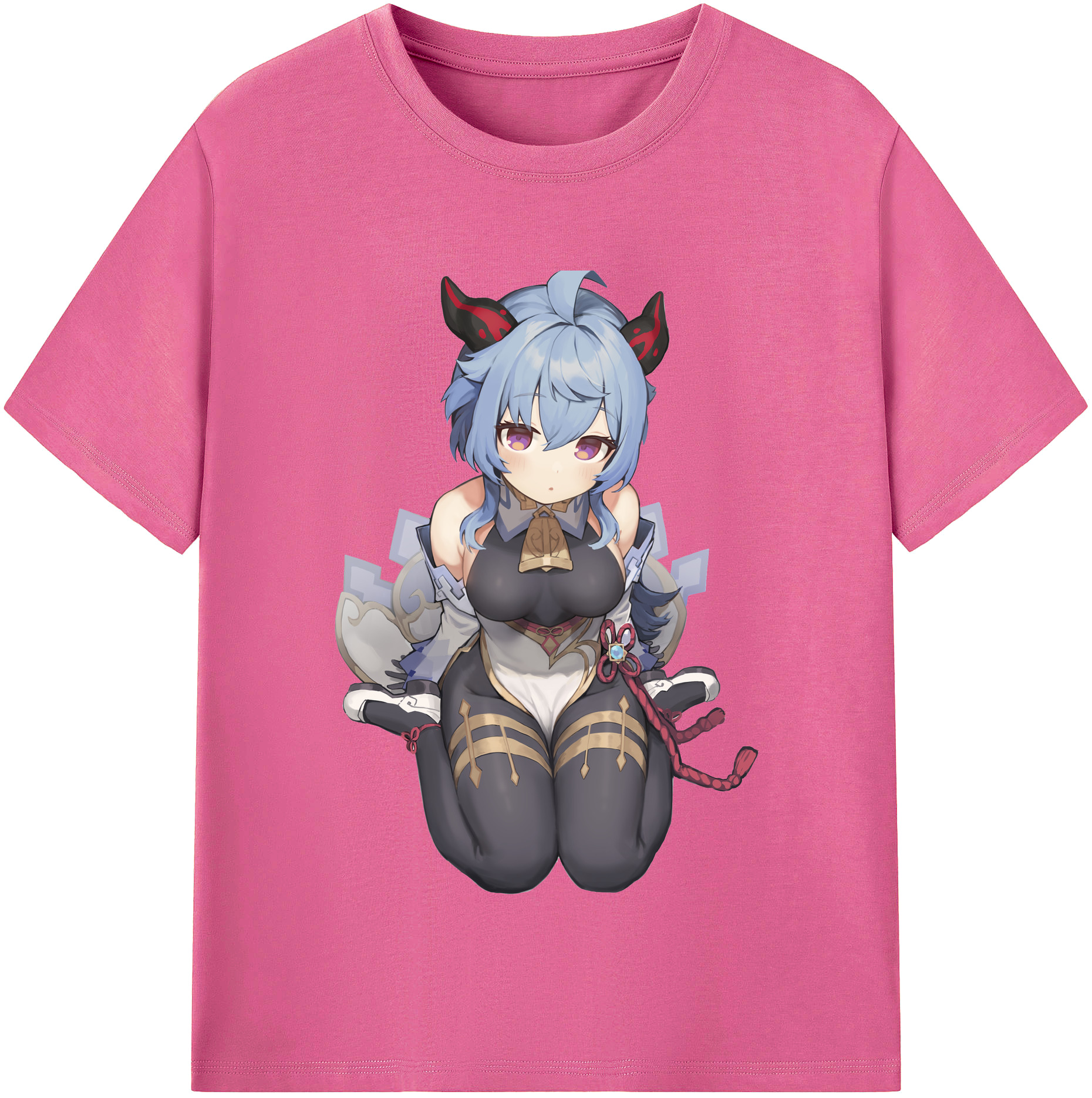 げんし神 甘雨 かんう genshin Ganyu レディースカジュアルプリントTシャツ（綿100％）