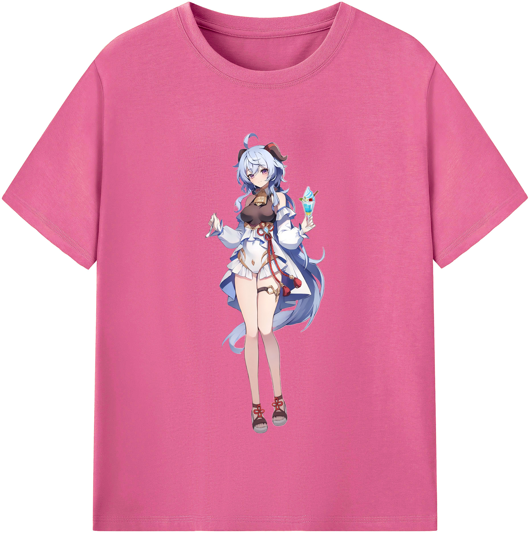 げんし神 甘雨 かんう genshin Ganyu レディースカジュアルプリントTシャツ（綿100％）