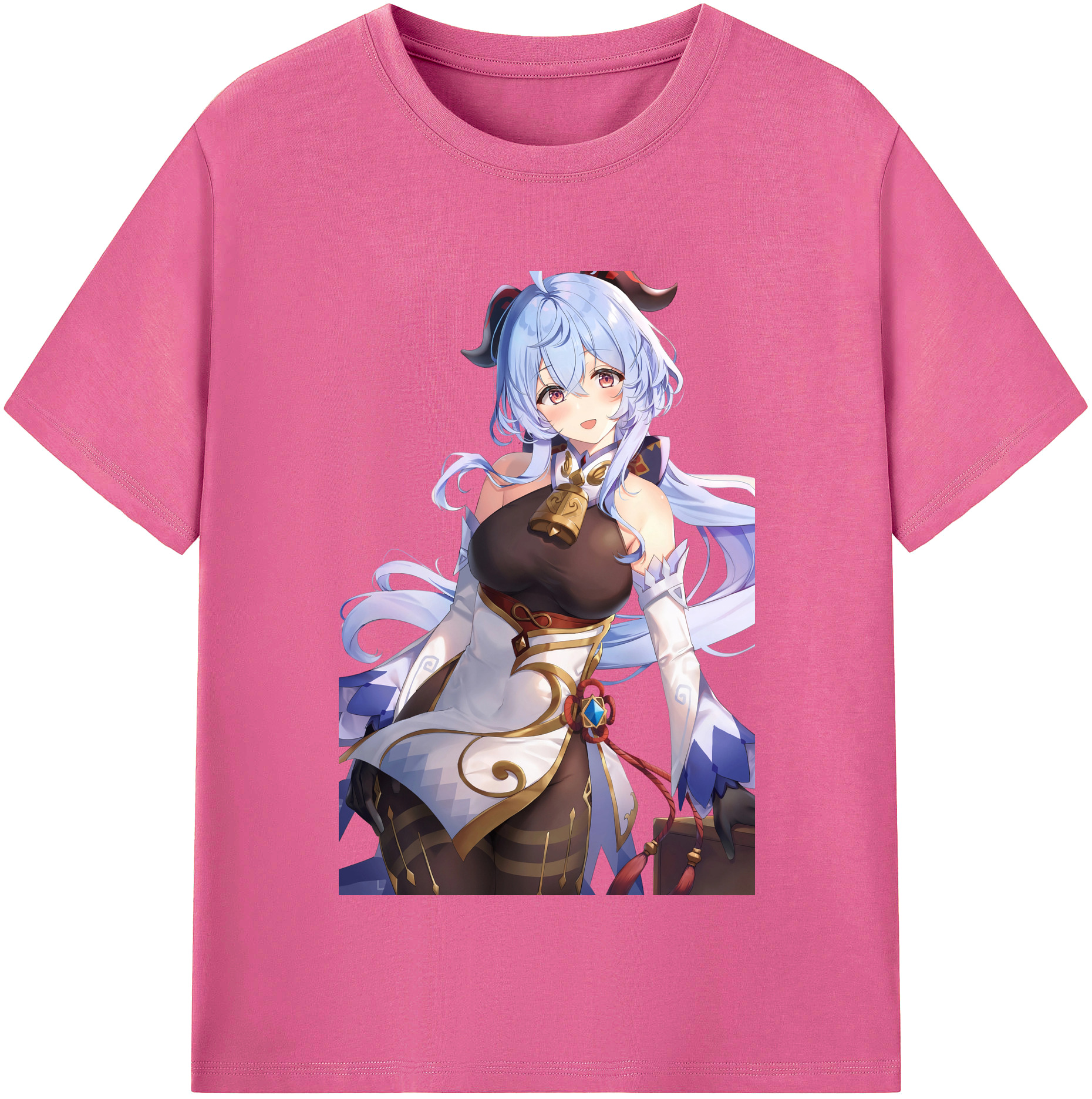 げんし神 甘雨 かんう genshin Ganyu レディースカジュアルプリントTシャツ（綿100％）