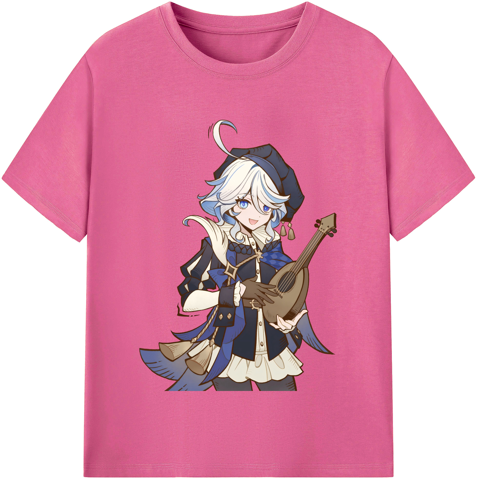 げんし神 フリーナ genshin Furina レディースカジュアルプリントTシャツ（綿100％）