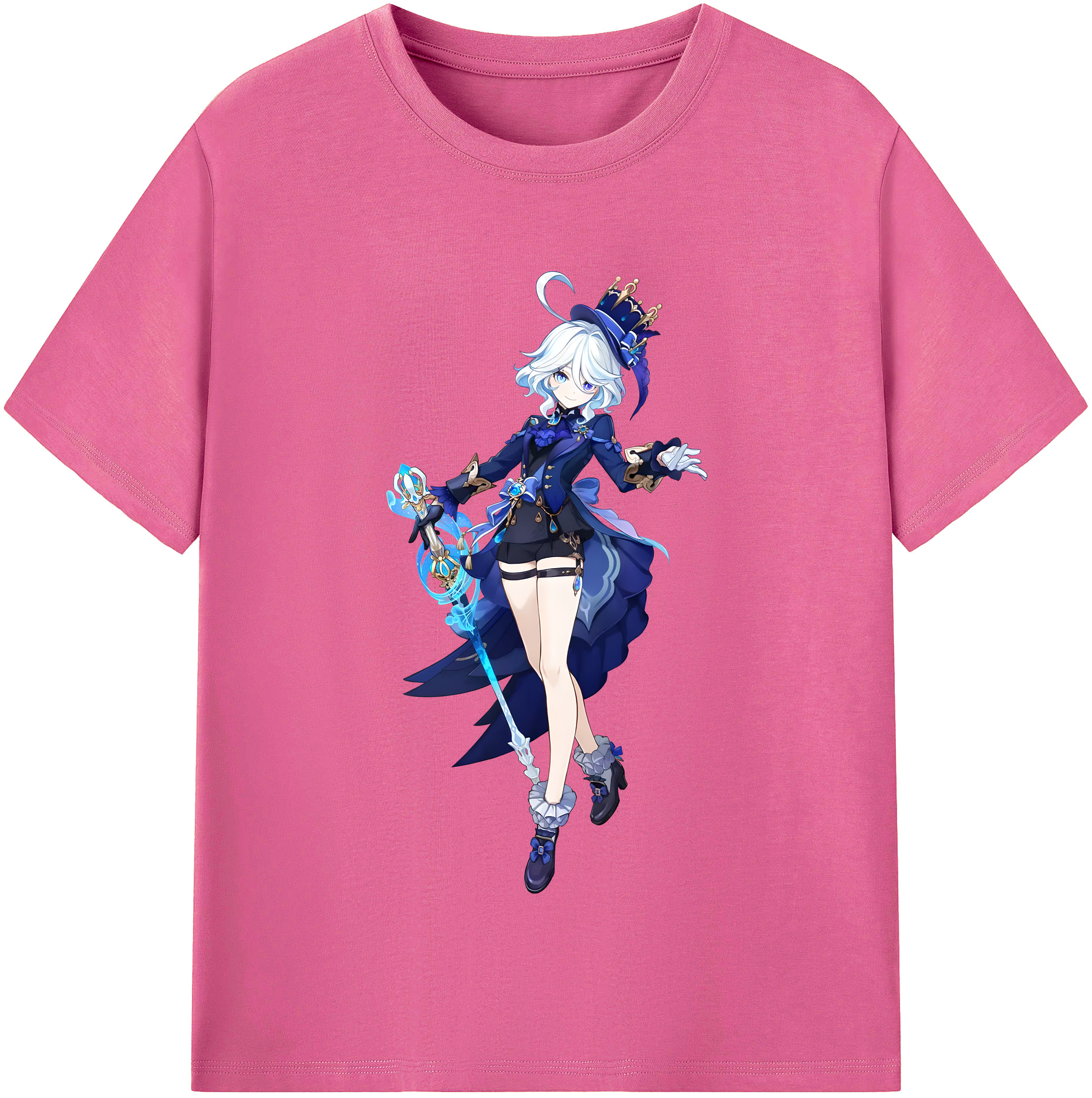 げんし神 フリーナ genshin Furina レディースカジュアルプリントTシャツ（綿100％）