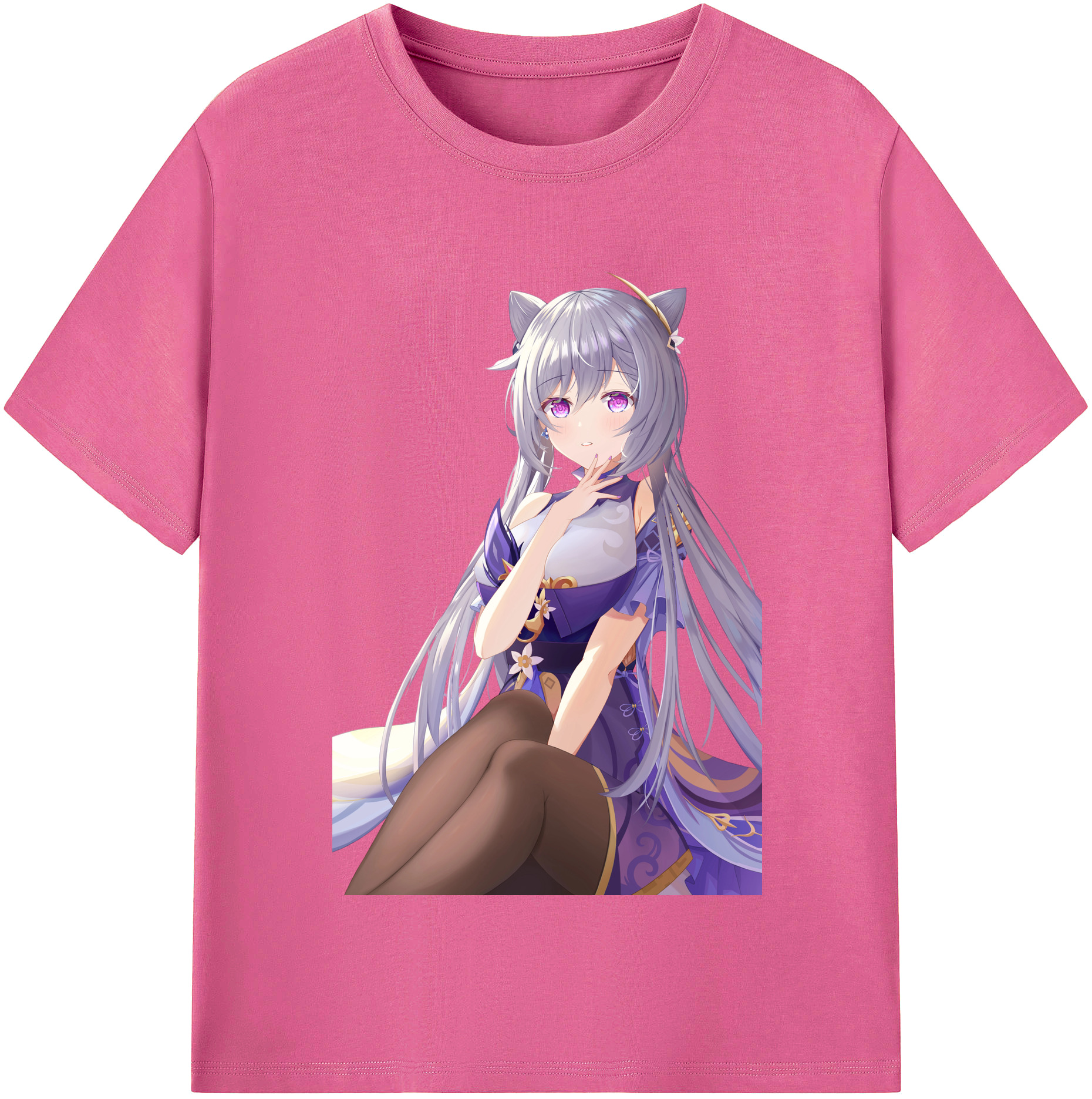 げんし神 刻晴 こくせい genshin Kokusei レディースカジュアルプリントTシャツ（綿100％）