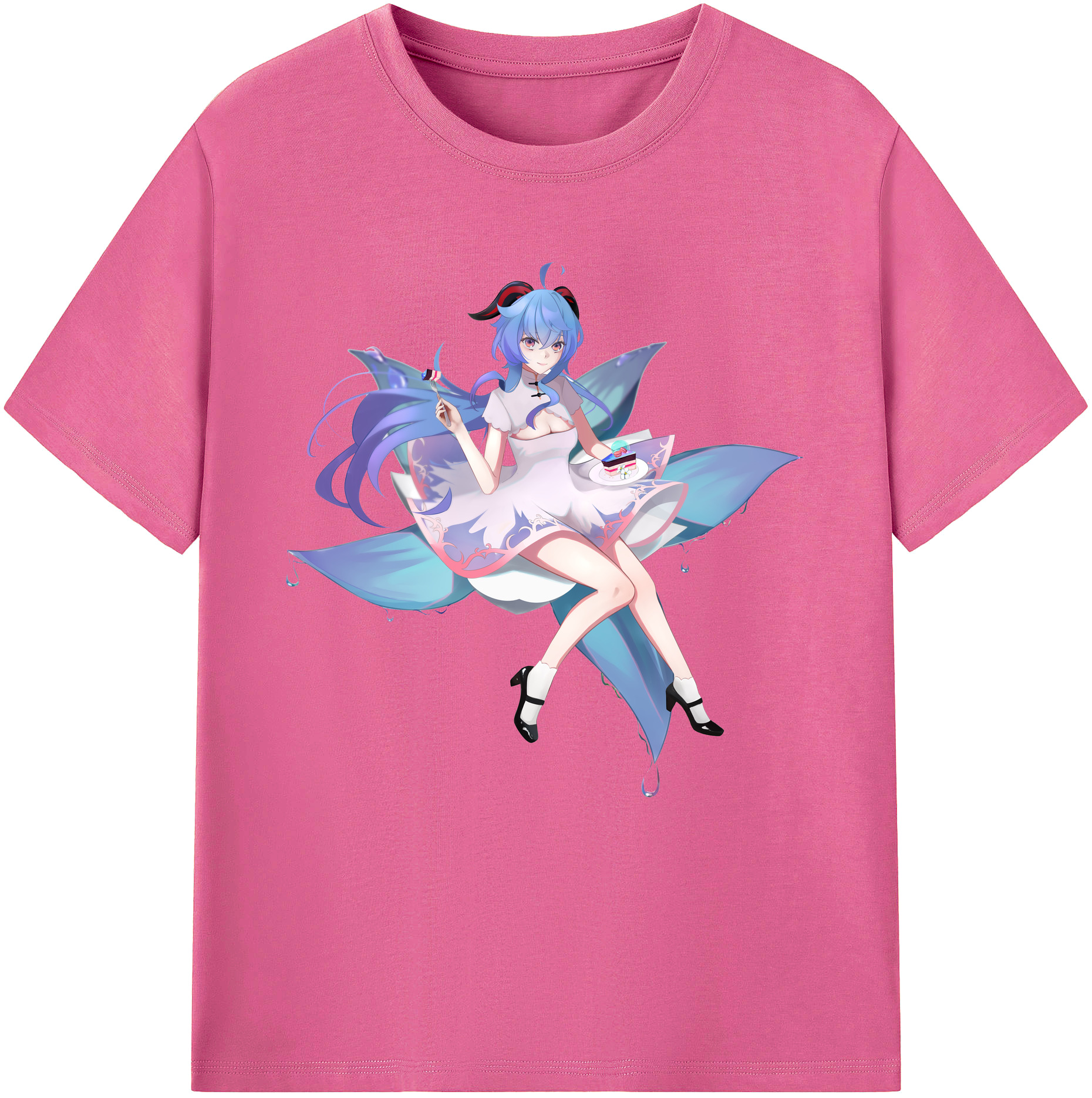 げんし神 甘雨 かんう genshin Ganyu レディースカジュアルプリントTシャツ（綿100％）