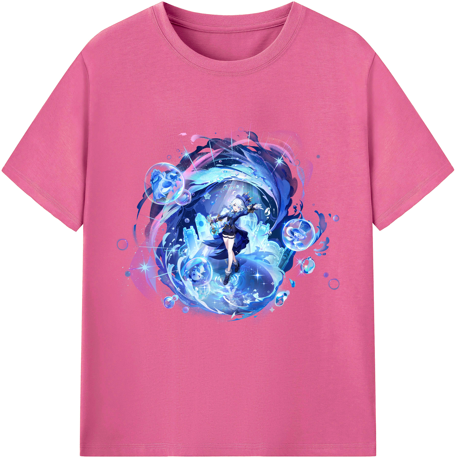 げんし神 フリーナ genshin Furina レディースカジュアルプリントTシャツ（綿100％）