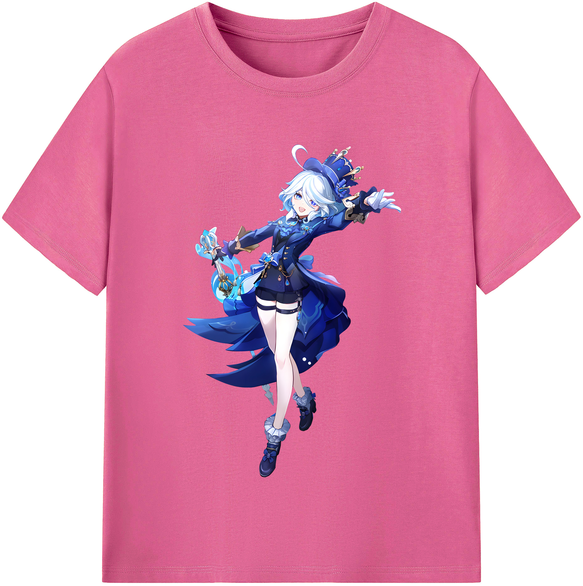 げんし神 フリーナ genshin Furina レディースカジュアルプリントTシャツ（綿100％）