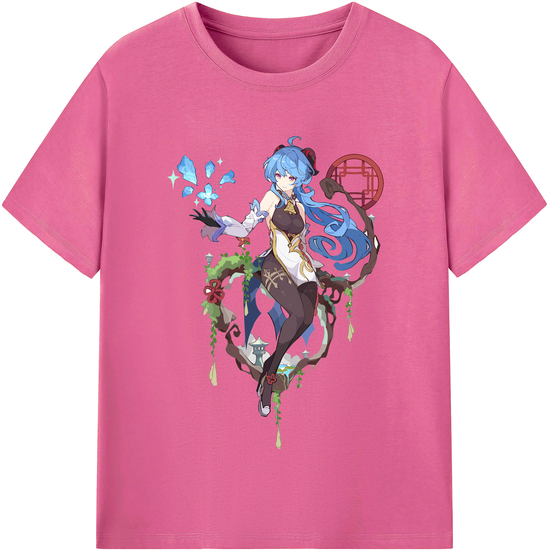 げんし神 甘雨 かんう genshin Ganyu レディースカジュアルプリントTシャツ（綿100％）