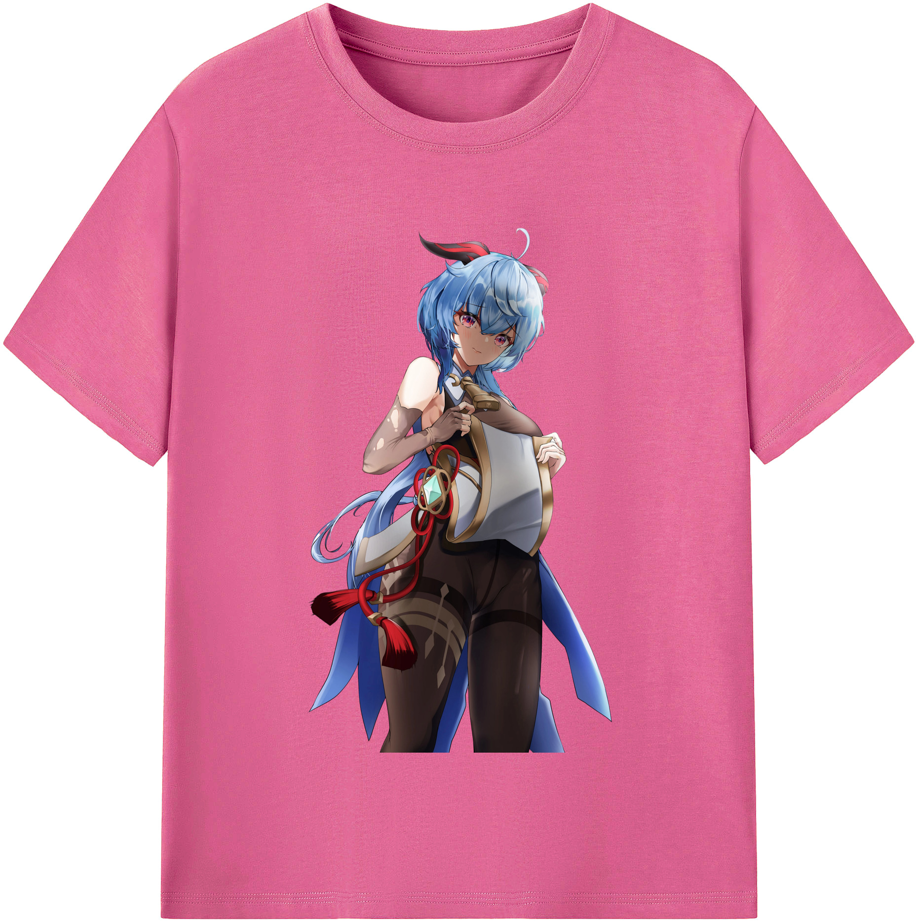 げんし神 甘雨 かんう genshin Ganyu レディースカジュアルプリントTシャツ（綿100％）