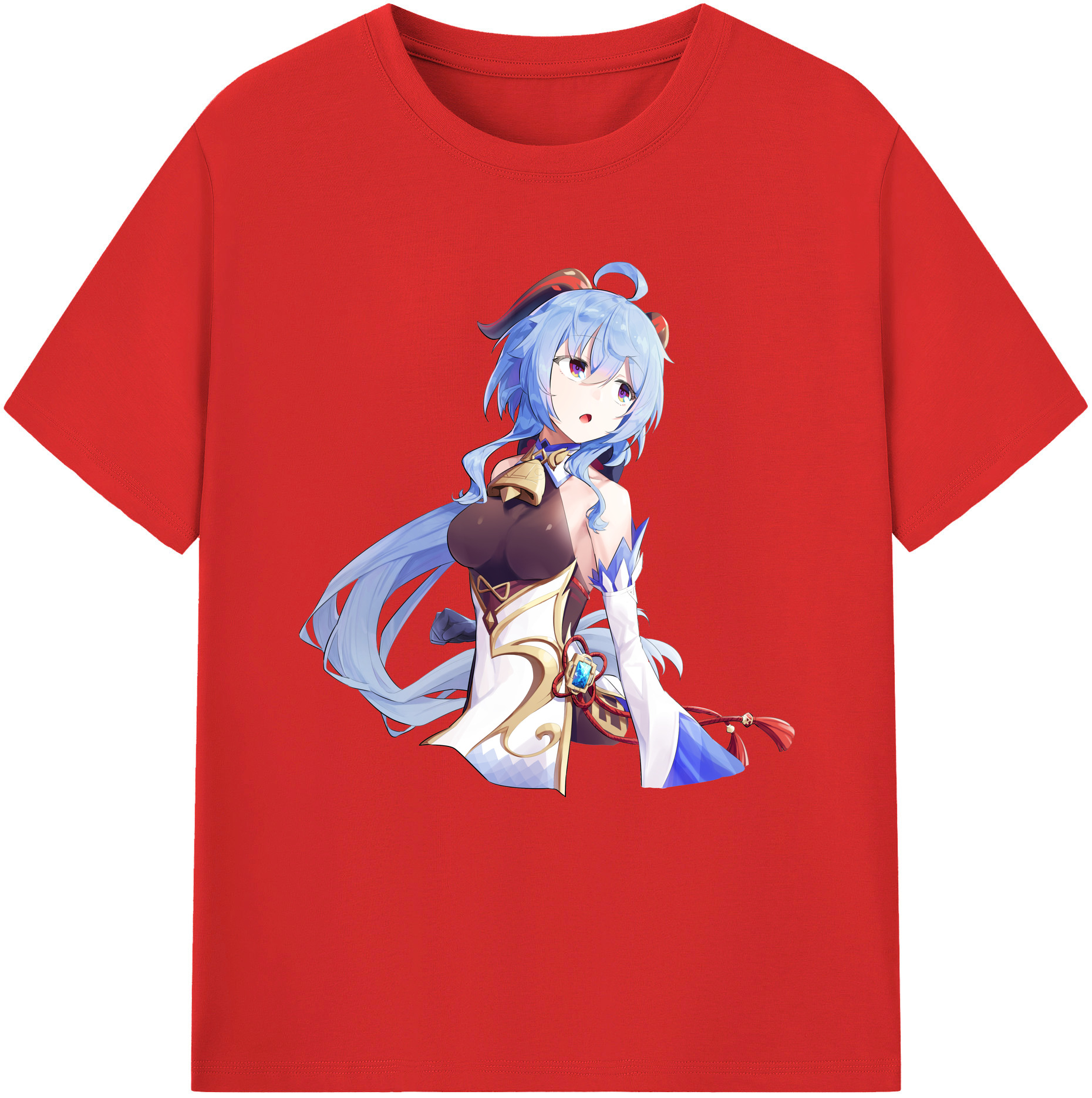げんし神 甘雨 かんう genshin Ganyu レディースカジュアルプリントTシャツ（綿100％）