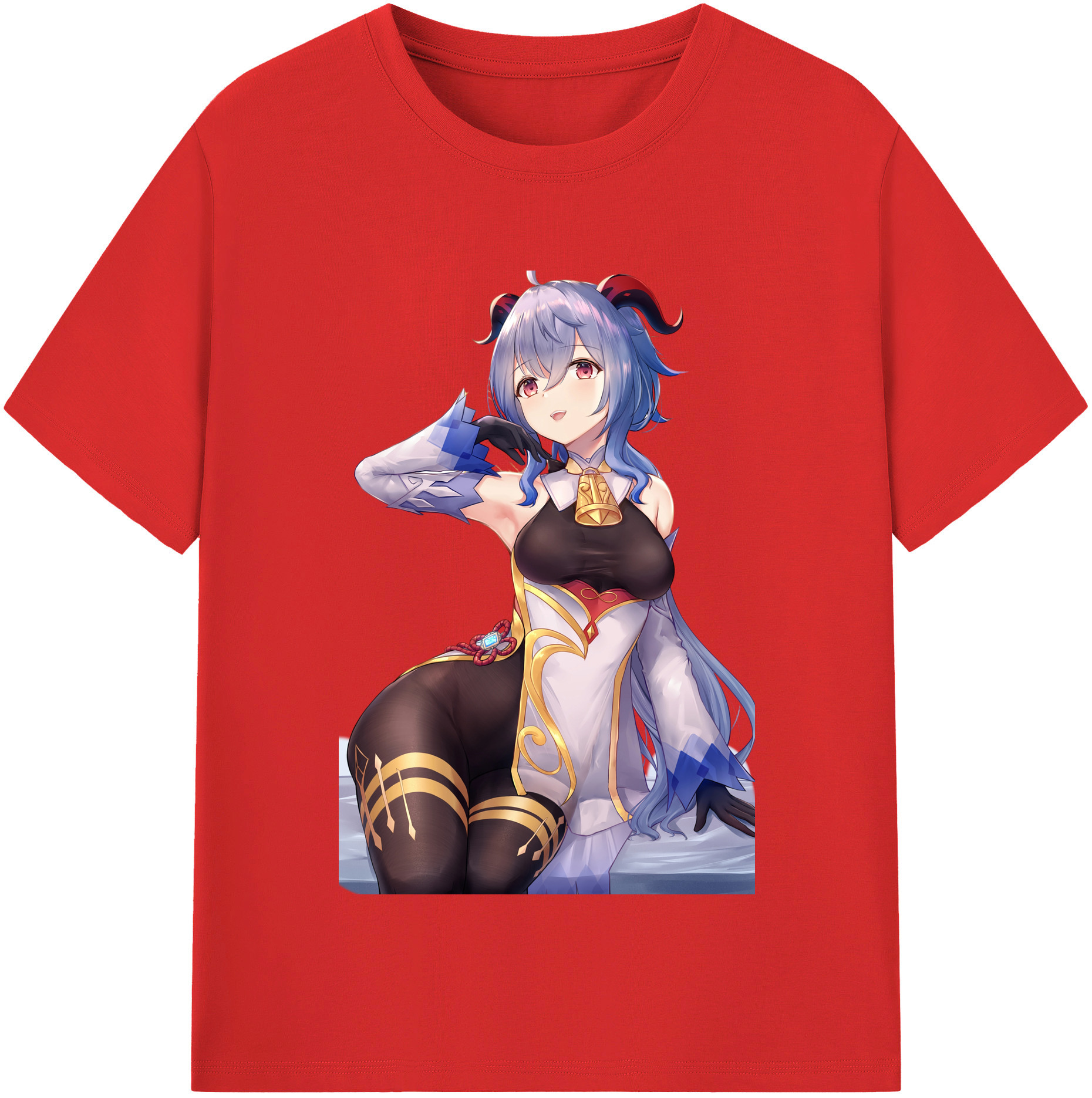 げんし神 甘雨 かんう genshin Ganyu レディースカジュアルプリントTシャツ（綿100％）