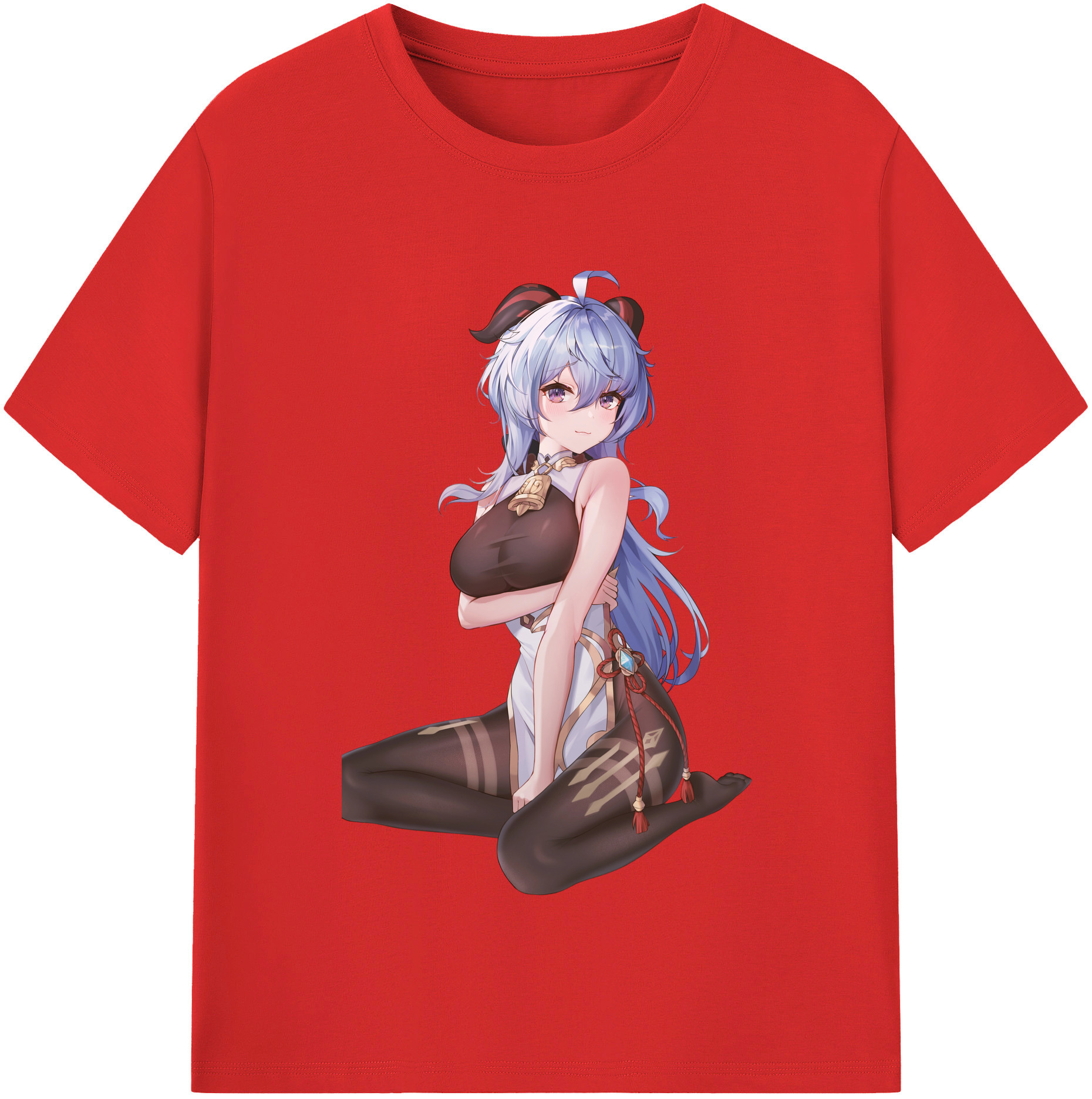 げんし神 甘雨 かんう genshin Ganyu レディースカジュアルプリントTシャツ（綿100％）
