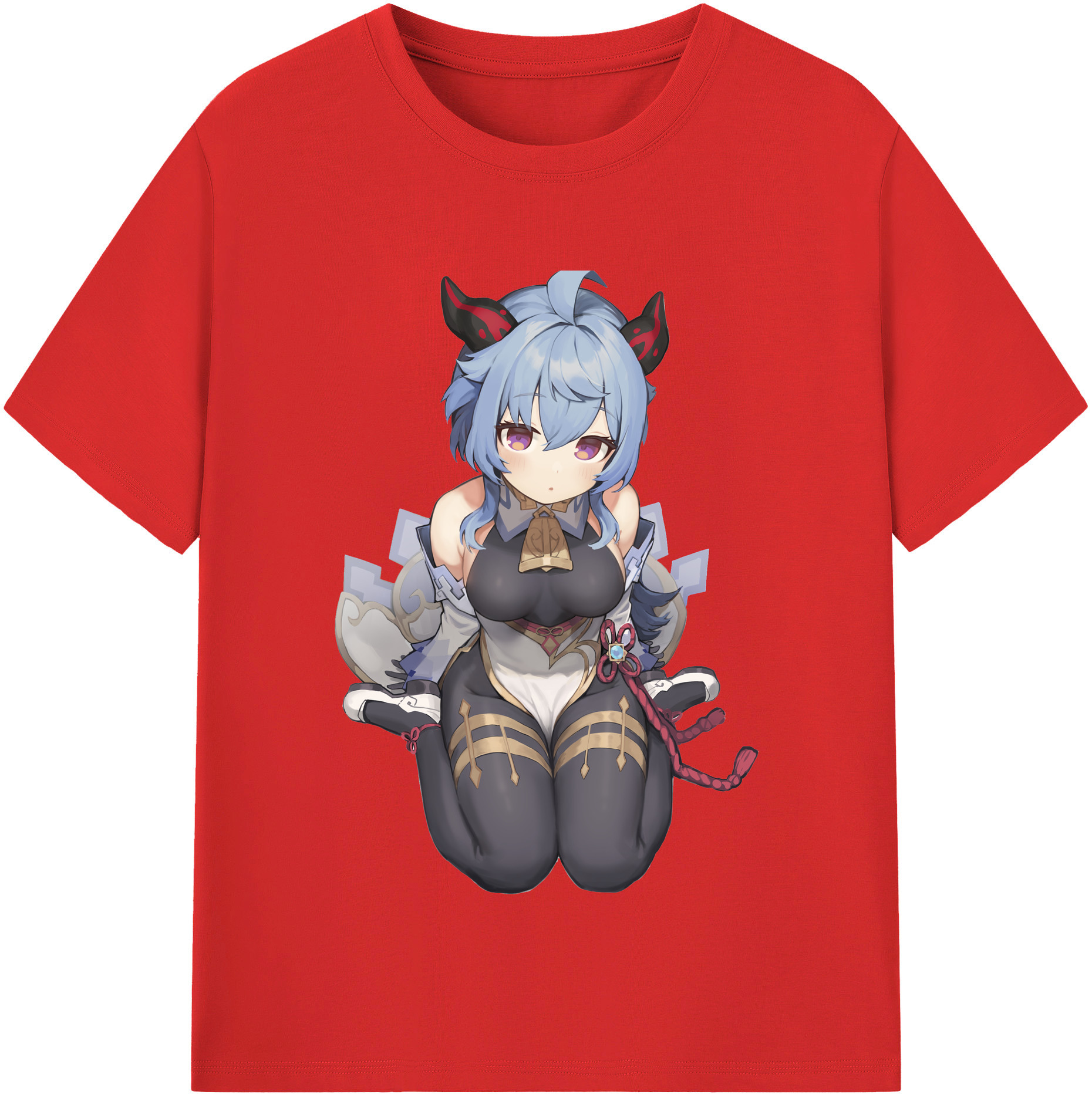 げんし神 甘雨 かんう genshin Ganyu レディースカジュアルプリントTシャツ（綿100％）