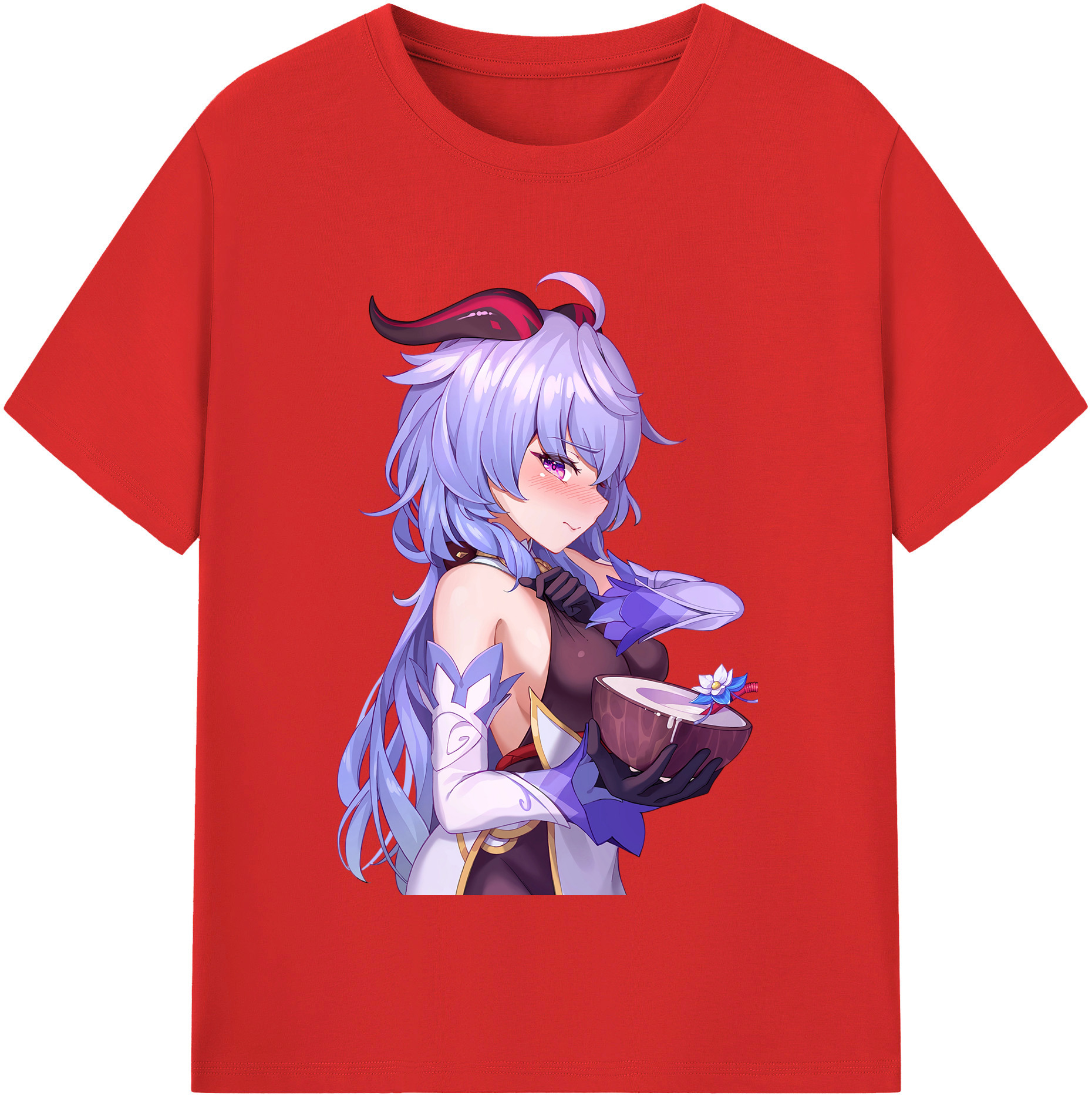 げんし神 甘雨 かんう genshin Ganyu レディースカジュアルプリントTシャツ（綿100％）