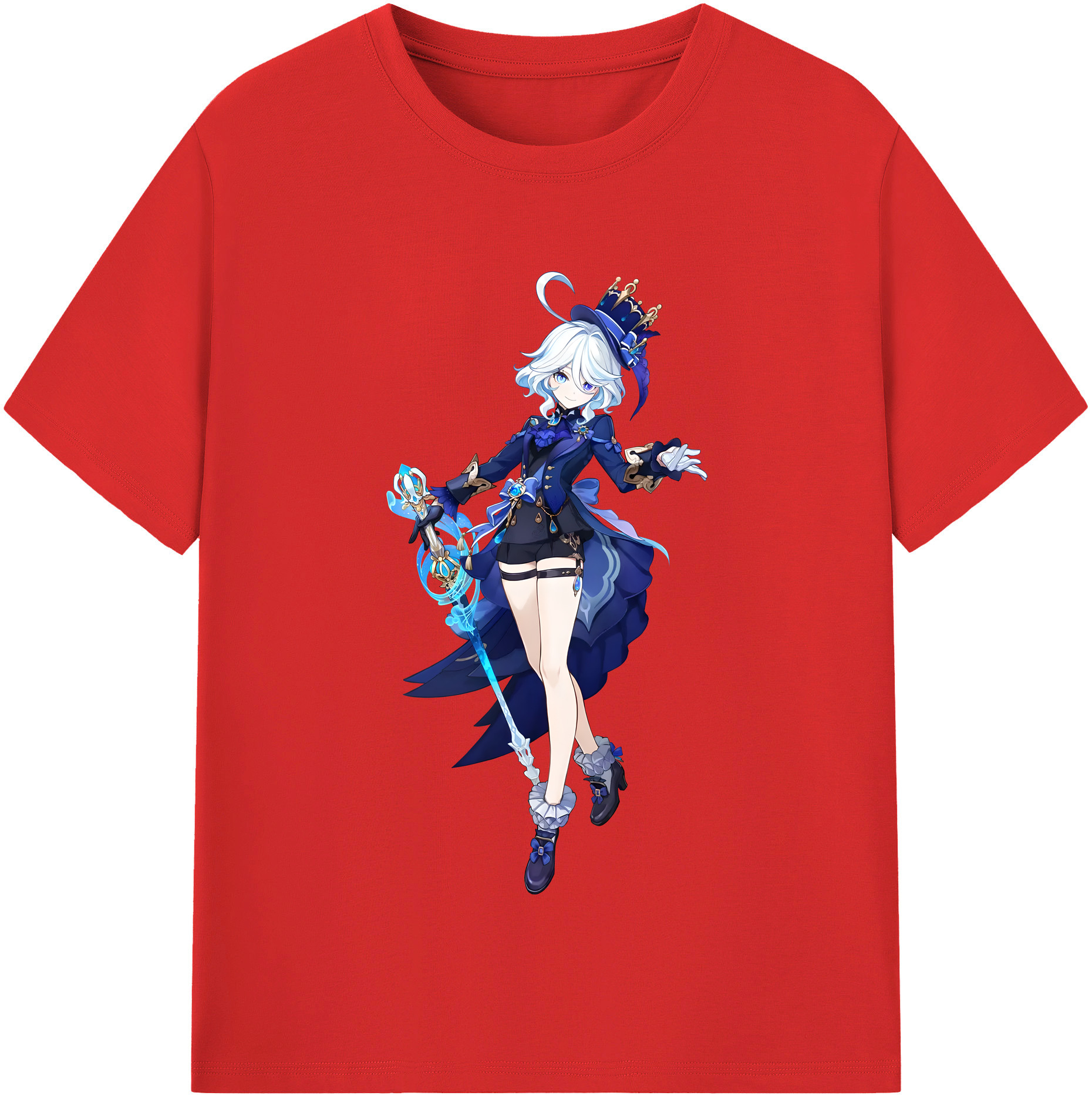 げんし神 フリーナ genshin Furina レディースカジュアルプリントTシャツ（綿100％）