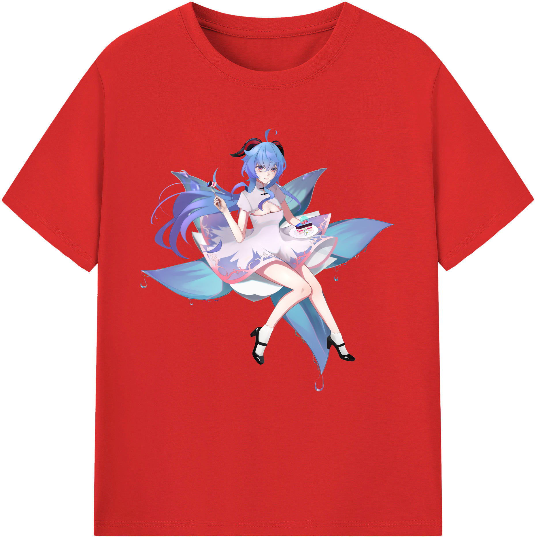 げんし神 甘雨 かんう genshin Ganyu レディースカジュアルプリントTシャツ（綿100％）