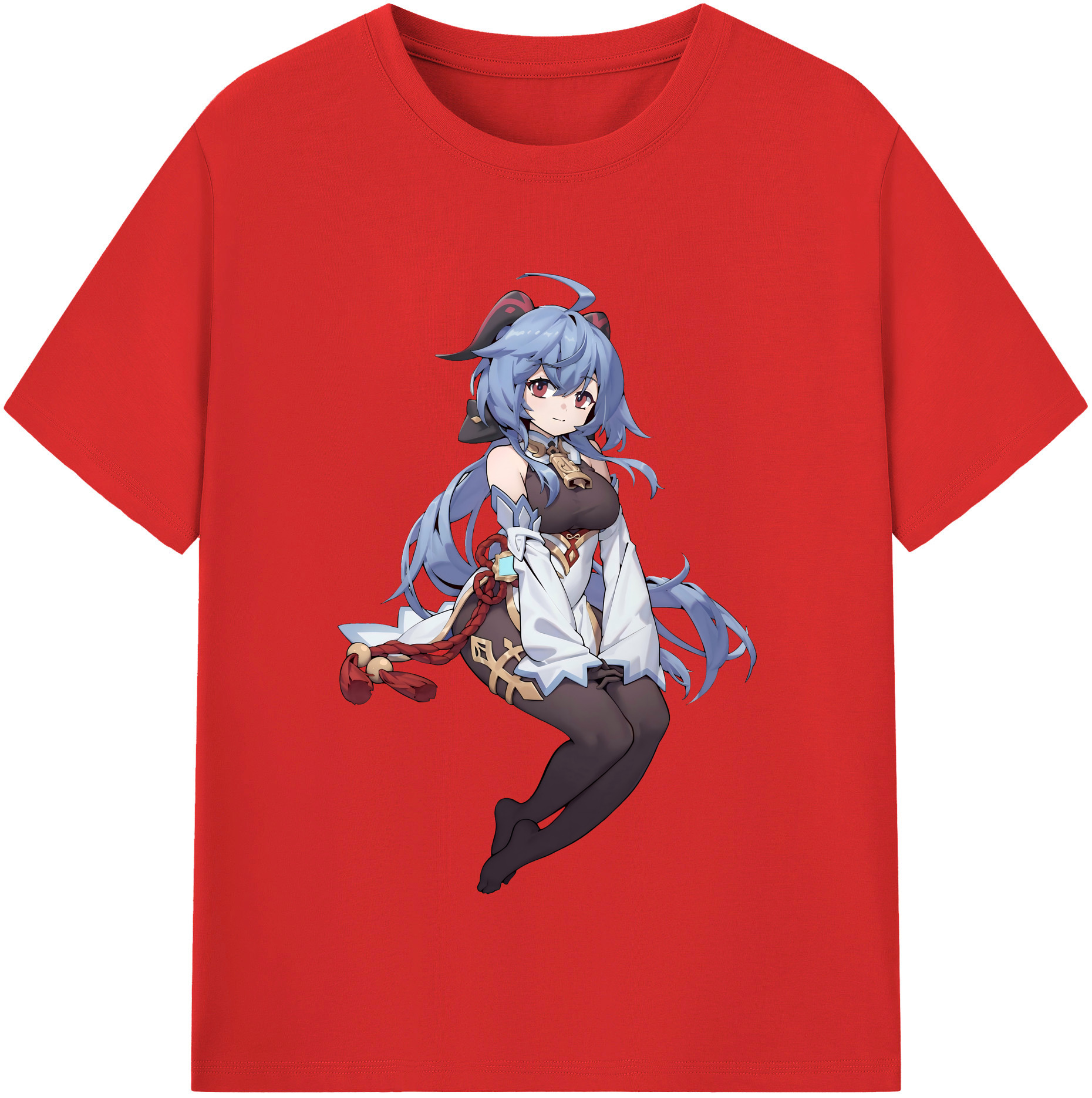 げんし神 甘雨 かんう genshin Ganyu レディースカジュアルプリントTシャツ（綿100％）