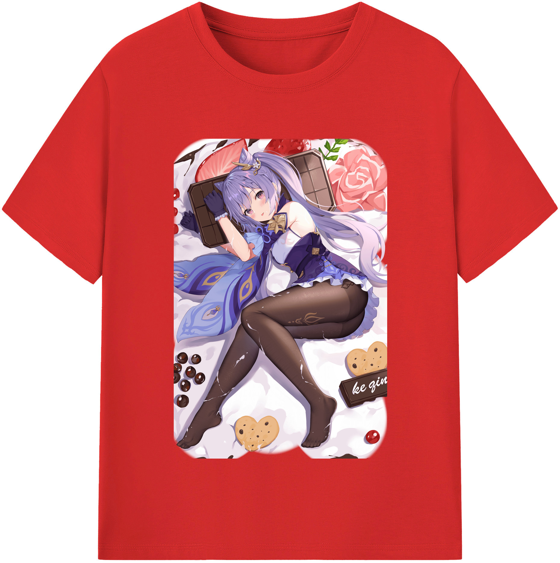 げんし神 刻晴 こくせい genshin Kokusei レディースカジュアルプリントTシャツ（綿100％）