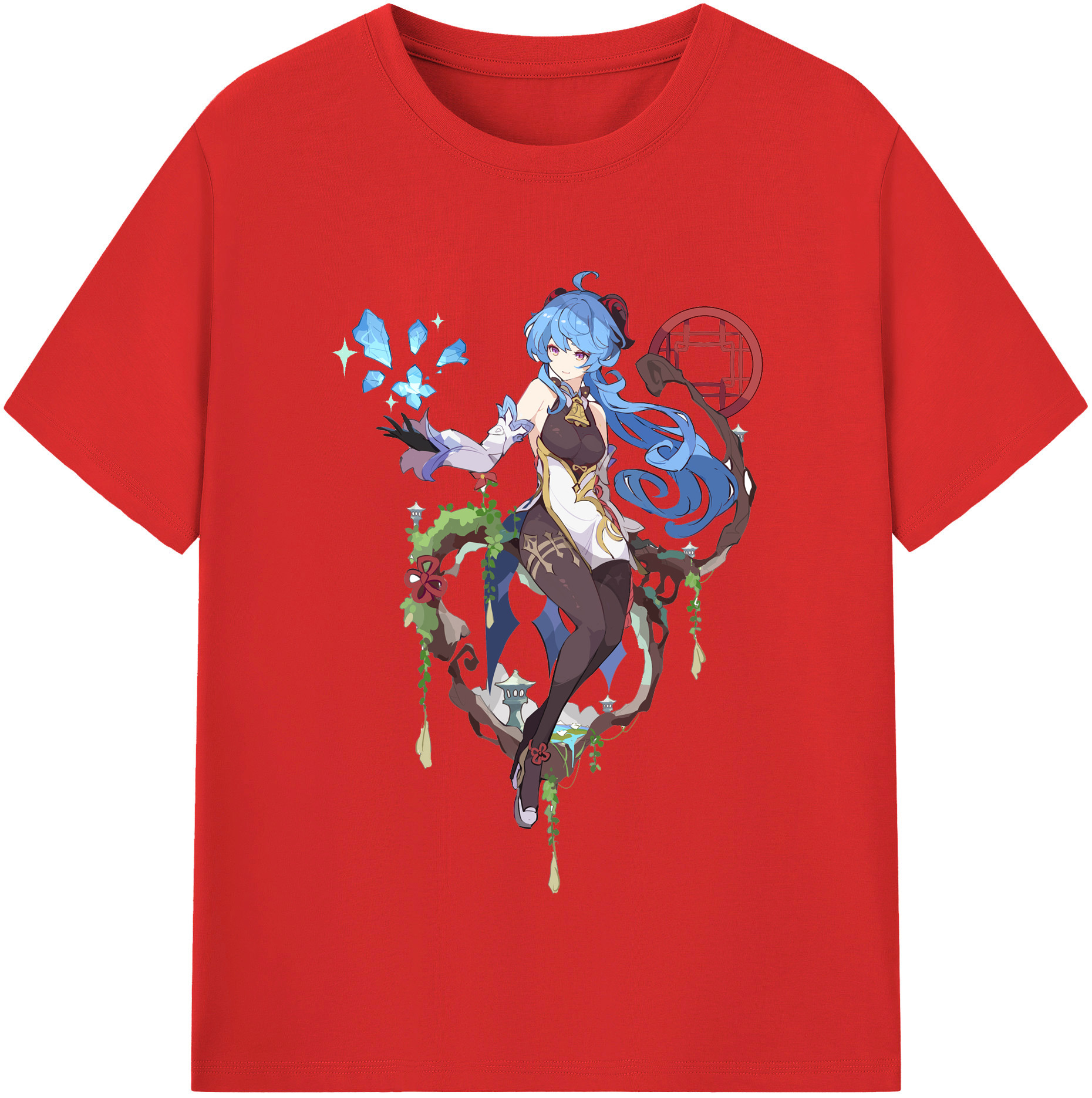 げんし神 甘雨 かんう genshin Ganyu レディースカジュアルプリントTシャツ（綿100％）