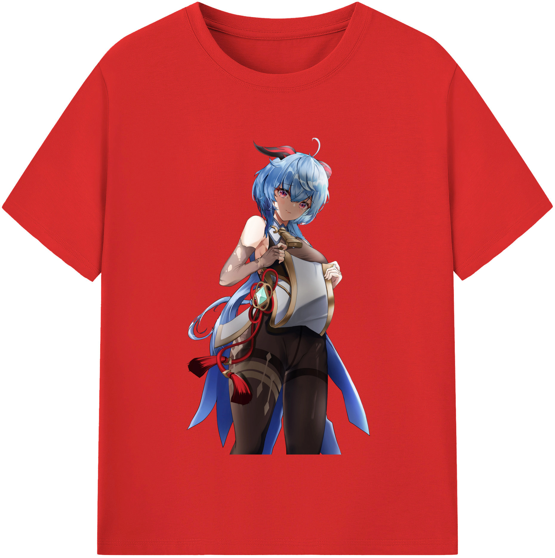 げんし神 甘雨 かんう genshin Ganyu レディースカジュアルプリントTシャツ（綿100％）