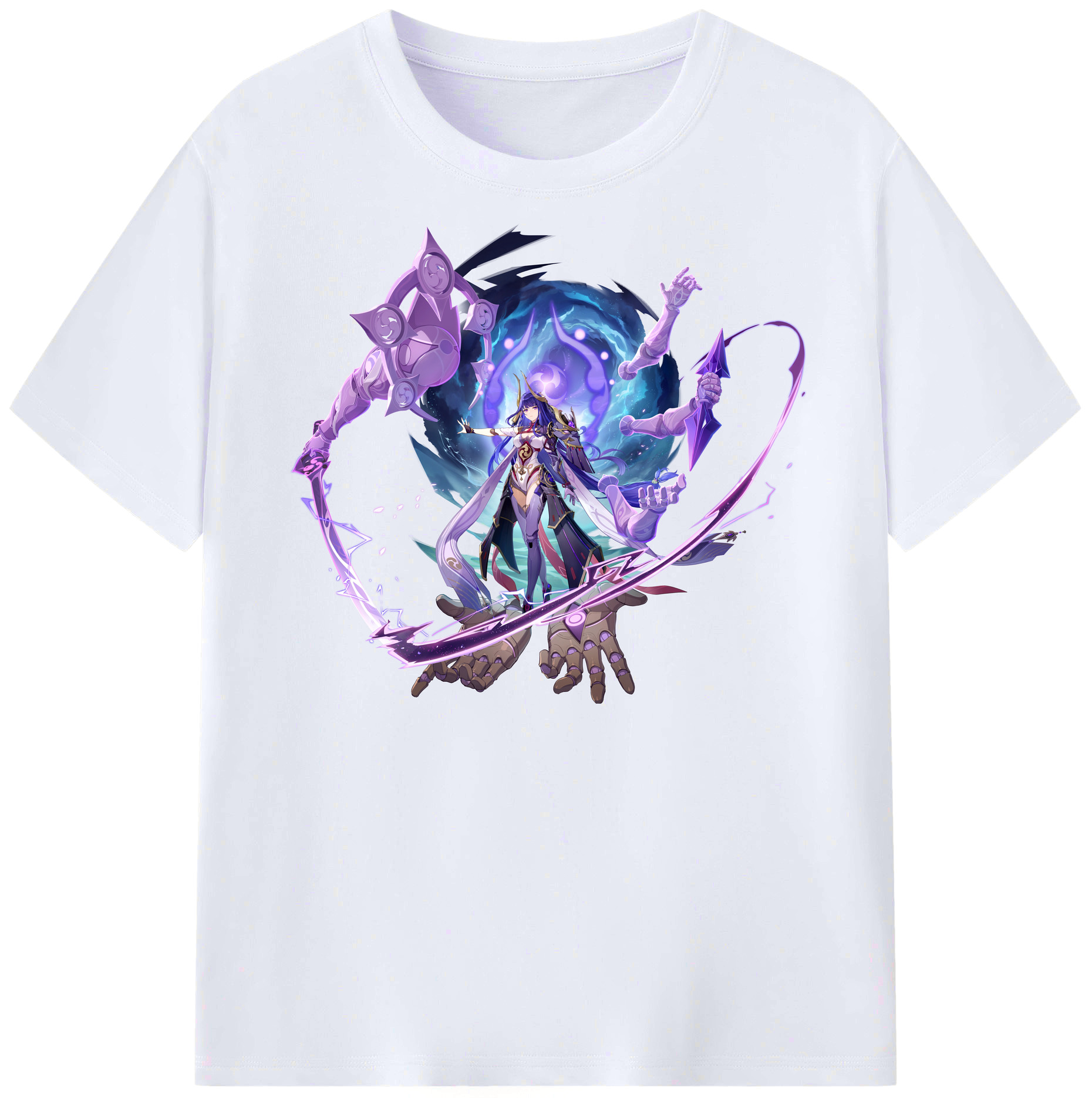 げんし神 雷電将軍 らいでんしょうぐん genshin Raiden Shogun レディースカジュアルプリントTシャツ（綿100％）
