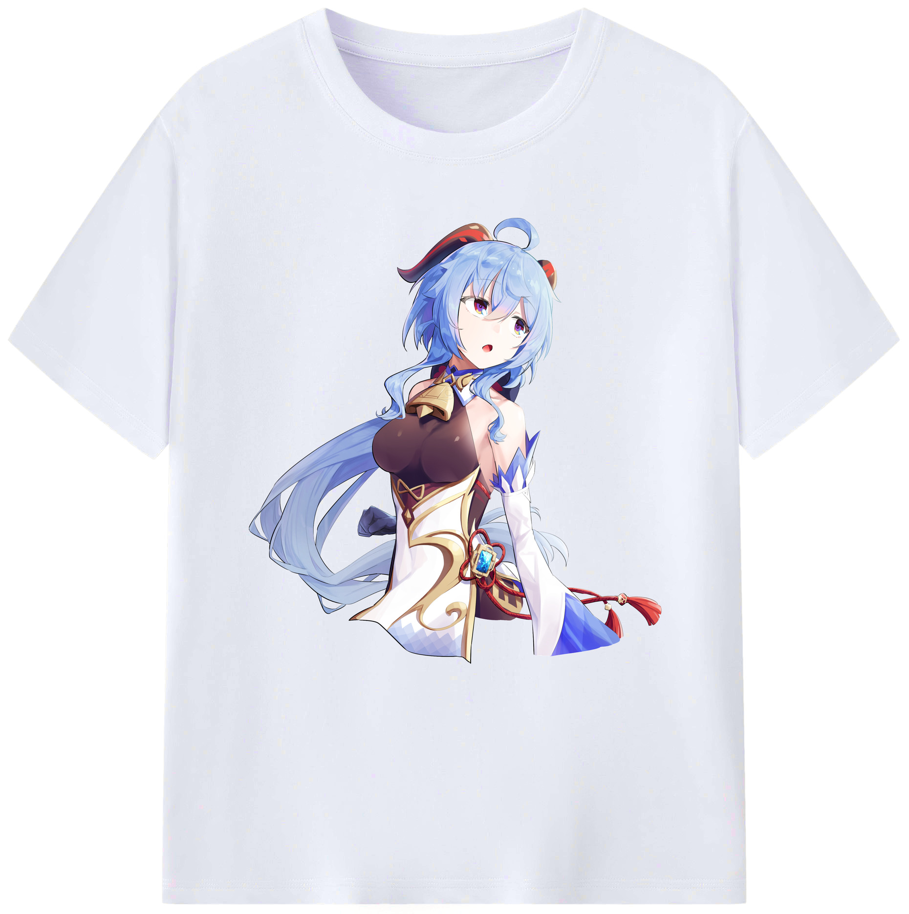 げんし神 甘雨 かんう genshin Ganyu レディースカジュアルプリントTシャツ（綿100％）