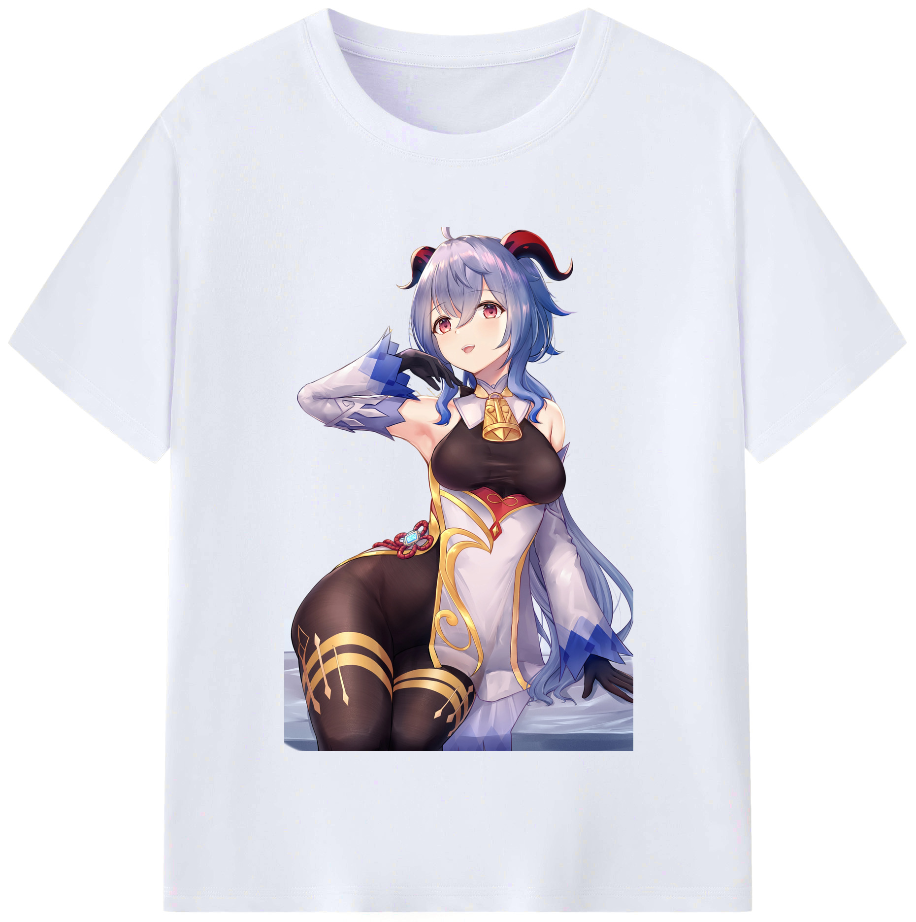げんし神 甘雨 かんう genshin Ganyu レディースカジュアルプリントTシャツ（綿100％）