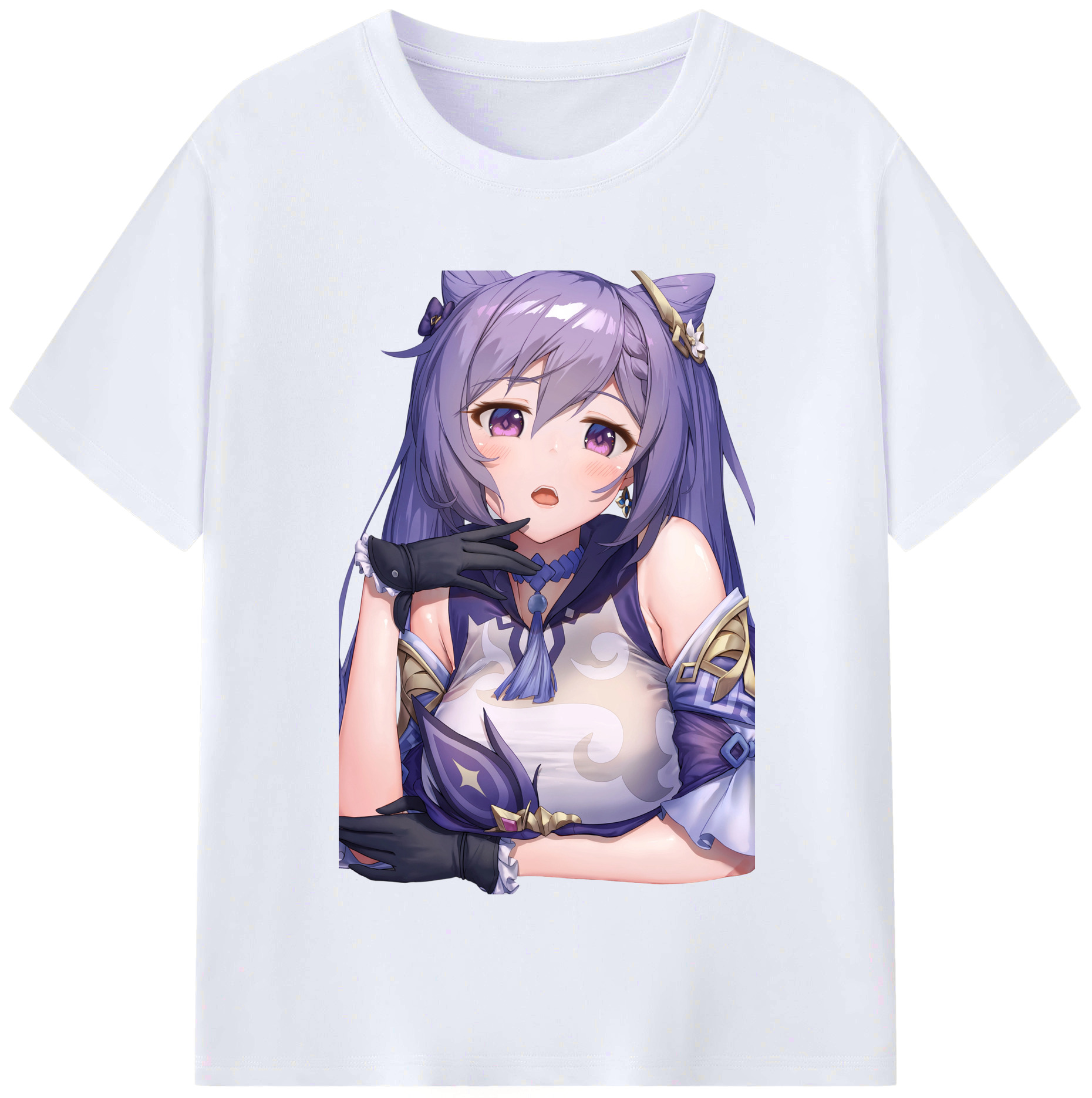 げんし神 刻晴 こくせい genshin Kokusei レディースカジュアルプリントTシャツ（綿100％）