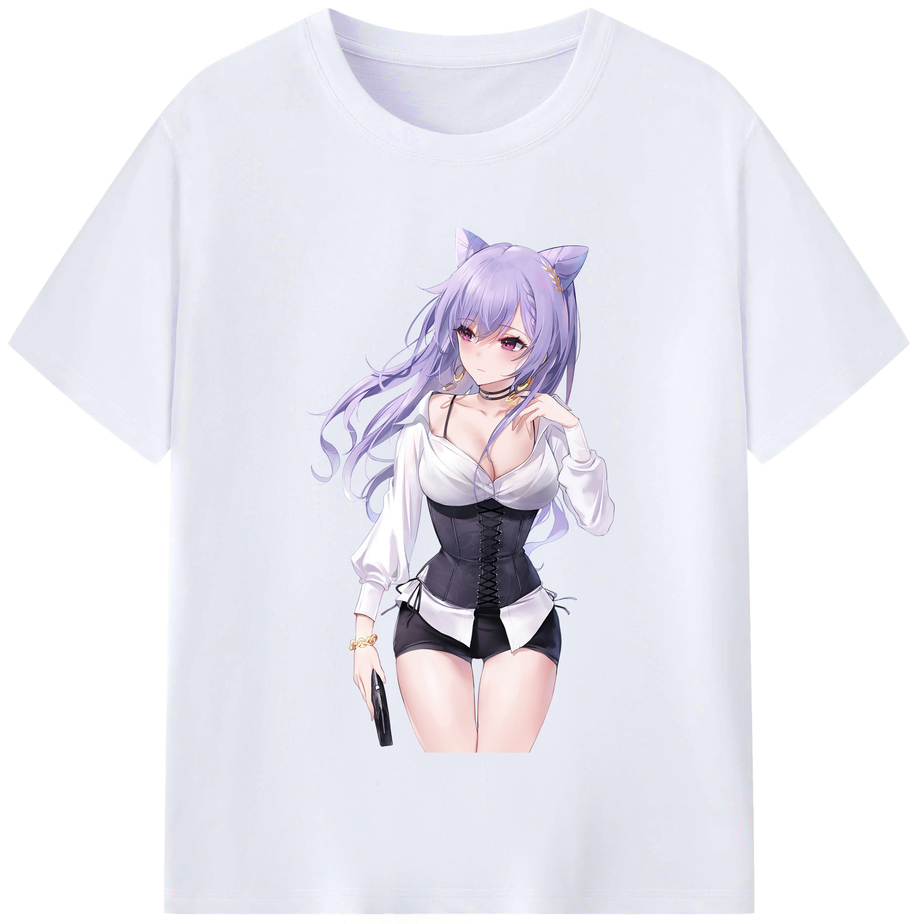 げんし神 刻晴 こくせい genshin Kokusei レディースカジュアルプリントTシャツ（綿100％）