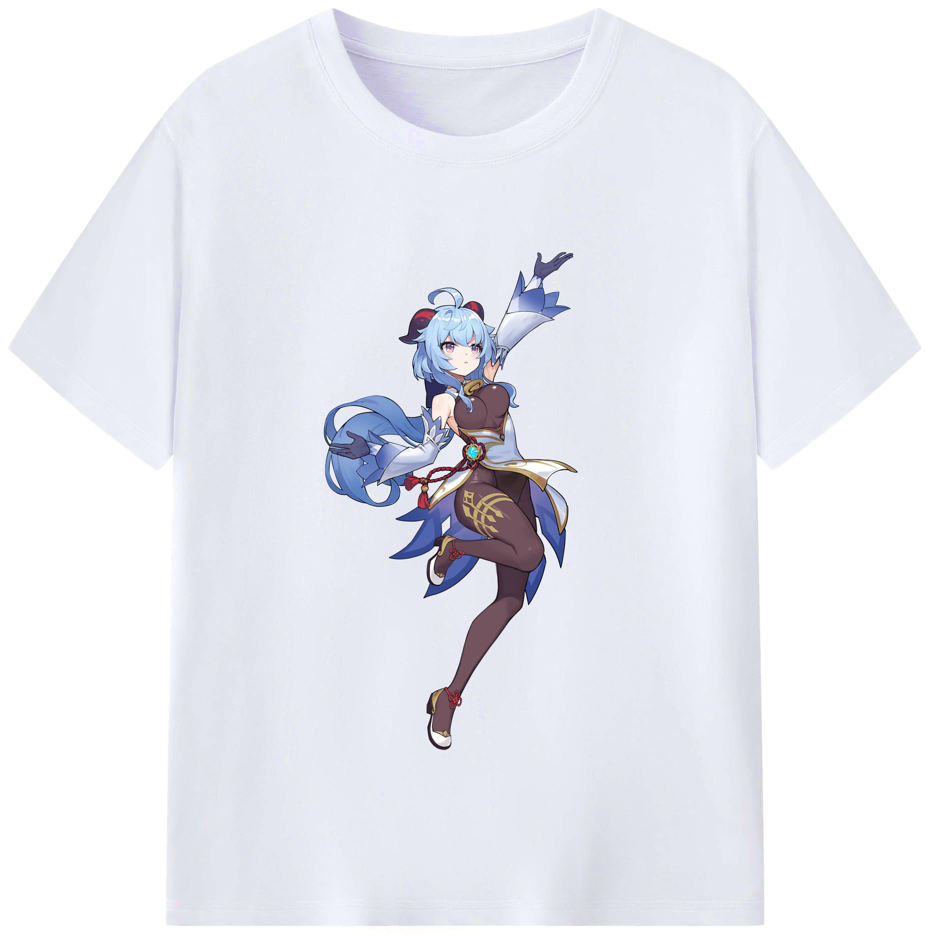 げんし神 甘雨 かんう genshin Ganyu レディースカジュアルプリントTシャツ（綿100％）