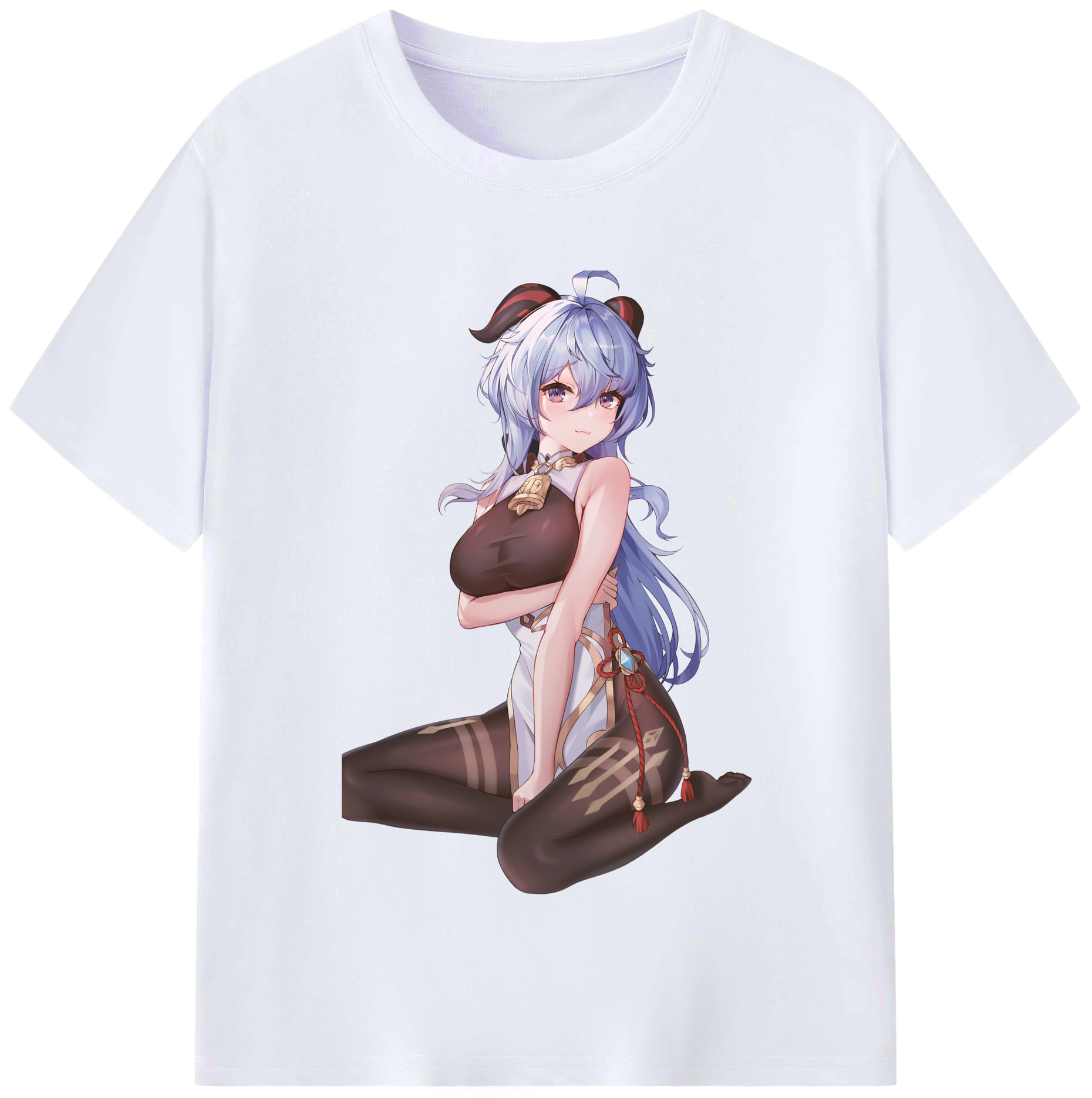 げんし神 甘雨 かんう genshin Ganyu レディースカジュアルプリントTシャツ（綿100％）