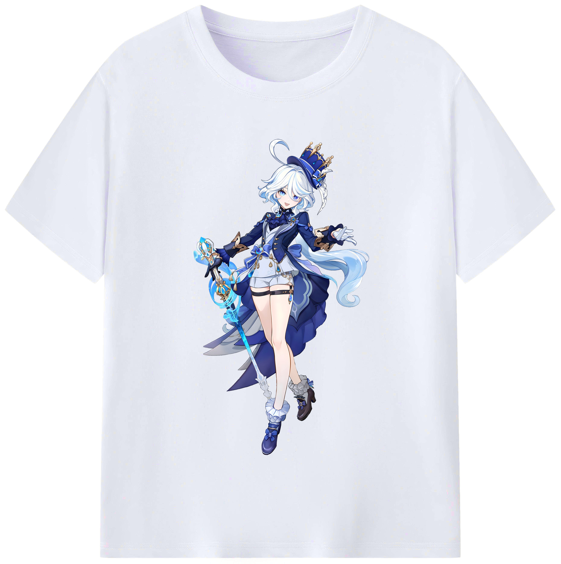 げんし神 フリーナ genshin Furina レディースカジュアルプリントTシャツ（綿100％）