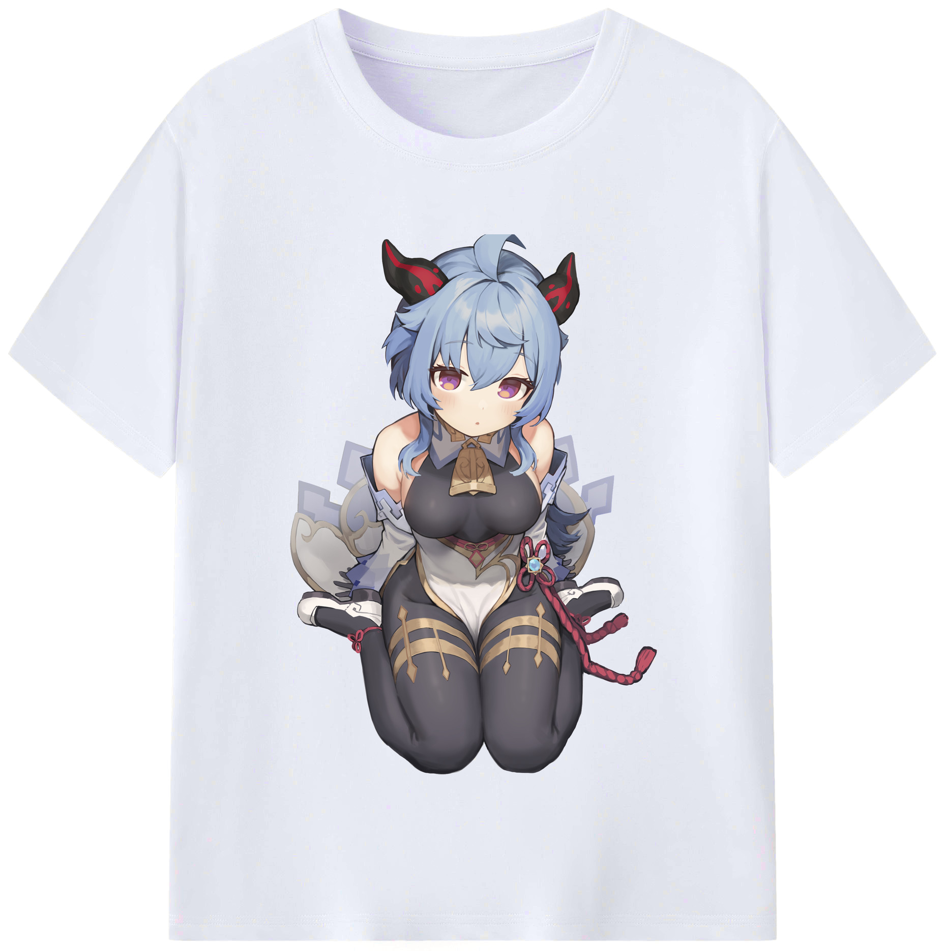 げんし神 甘雨 かんう genshin Ganyu レディースカジュアルプリントTシャツ（綿100％）