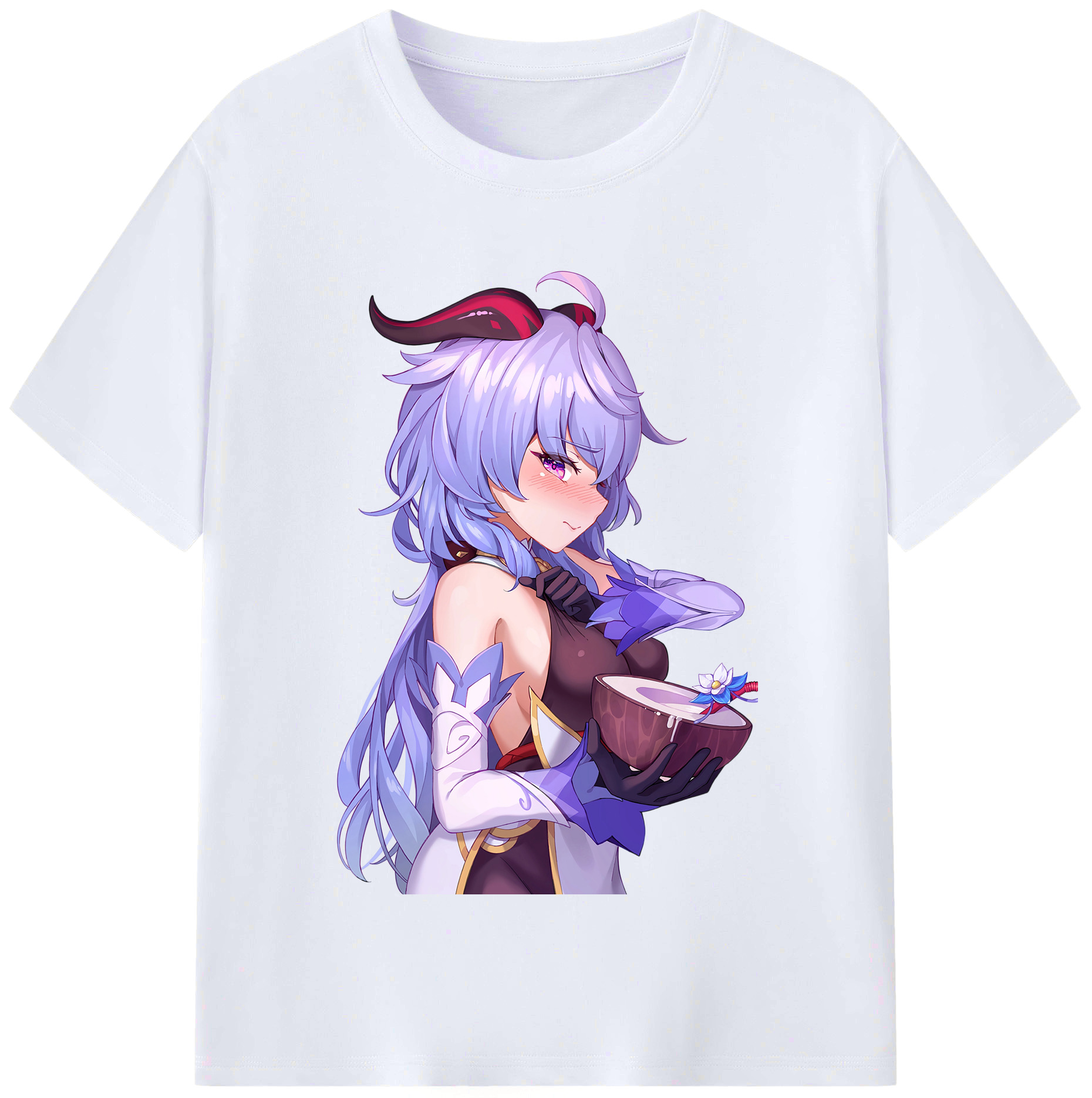 げんし神 甘雨 かんう genshin Ganyu レディースカジュアルプリントTシャツ（綿100％）