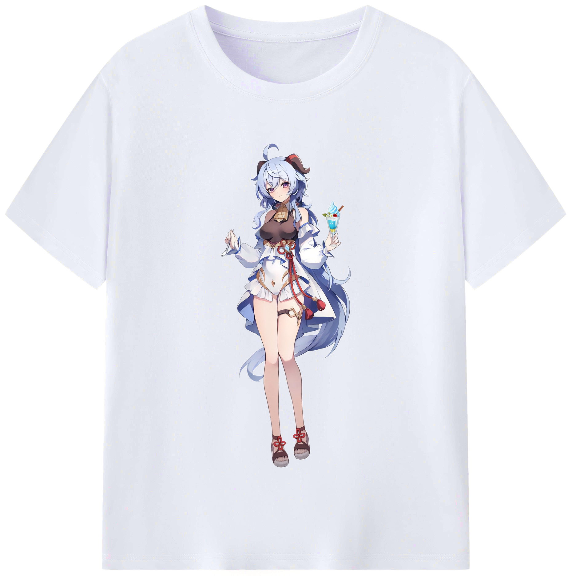 げんし神 甘雨 かんう genshin Ganyu レディースカジュアルプリントTシャツ（綿100％）